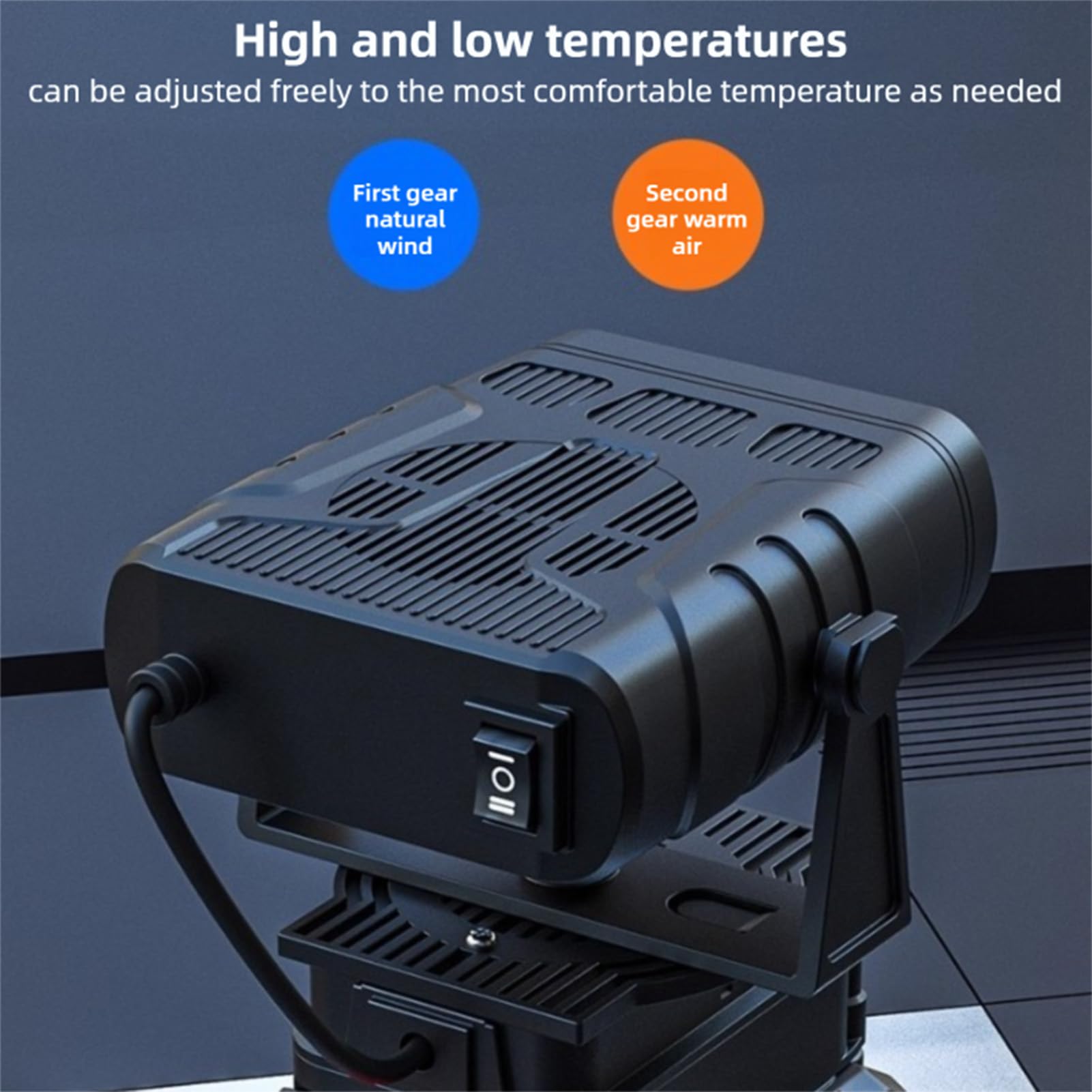 Fockety Calentador de Espacio a Batería, Calentador Portátil Recargable a Batería con Diseño Antiinclinación y 2 Ajustes de Calor, Descongelador de Ventana de Coche Inalámbrico