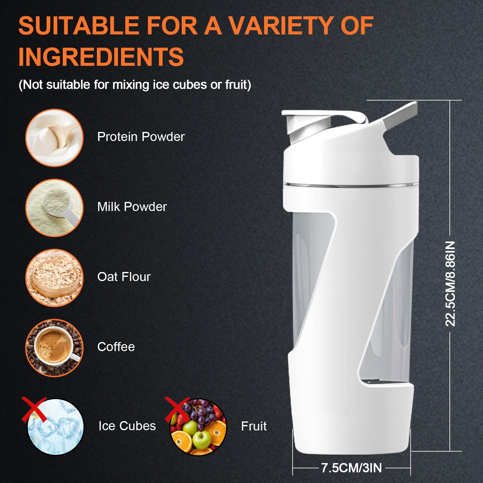 Shaker électrique de protéines de 700 ml avec stockage de suppléments, shaker pour boissons protéinées rechargeable par USB C, fabriqué en Tritan, puissant pour des boissons protéinées lisses, sans