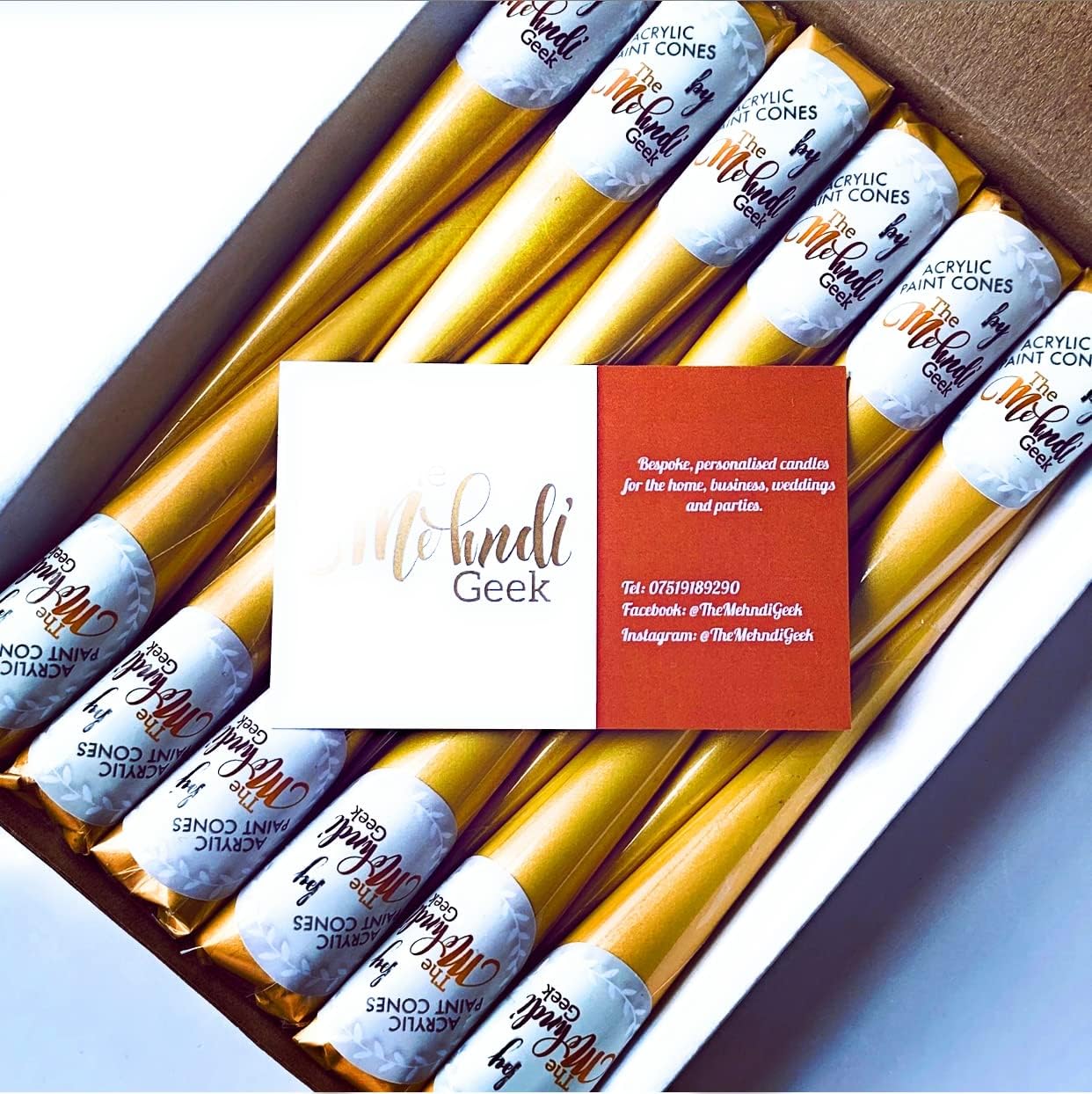 The Mehndi Geek Liquid Gold Acrylic Paint Cones for Henna Art/Dot Work