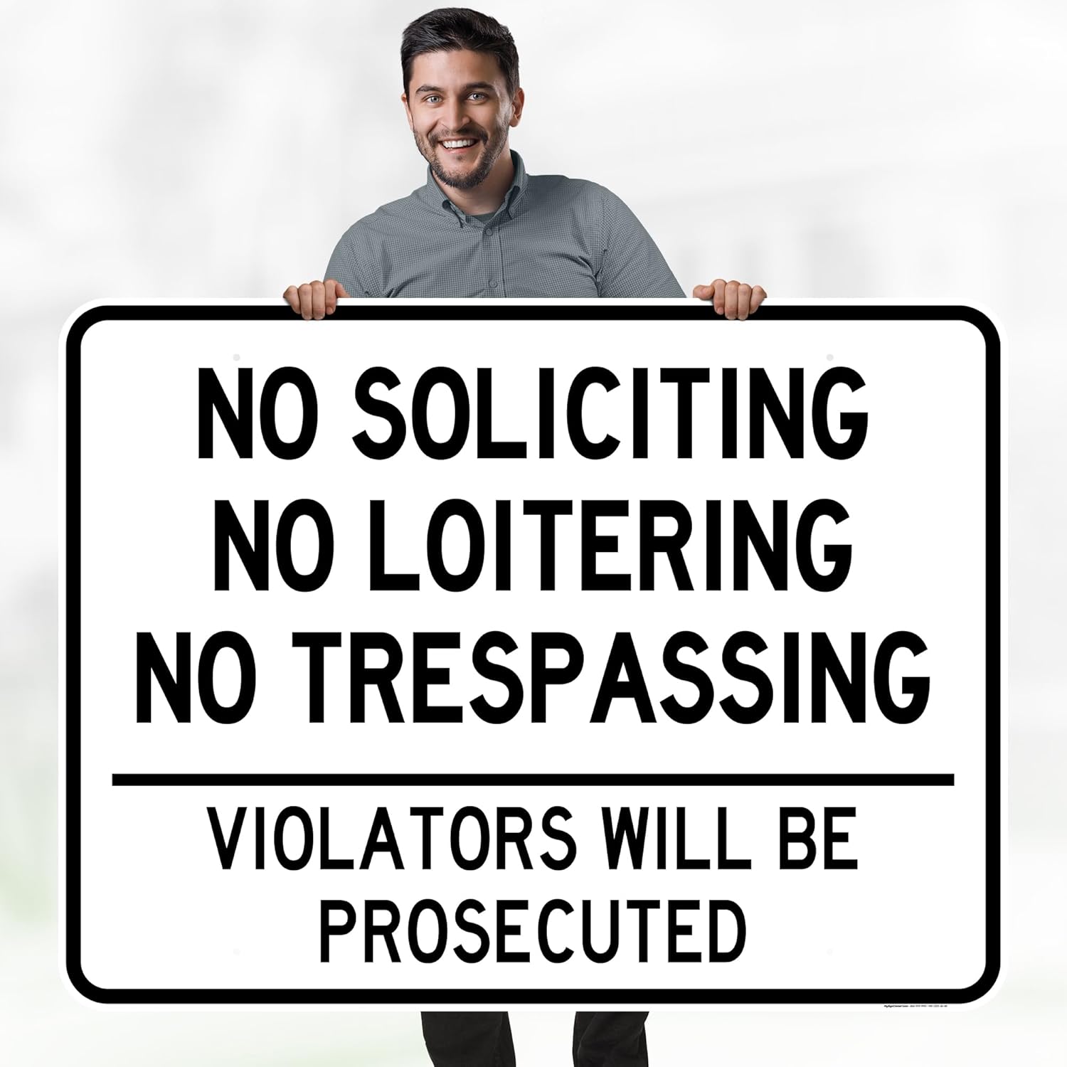 No Soliciting, No Loitering, No Trespassing, Violators Will Be Prosecuted Sign, 36x48 Inches, Rust Free DiBound, Fade Resistant, Made in USA by My Sign Center