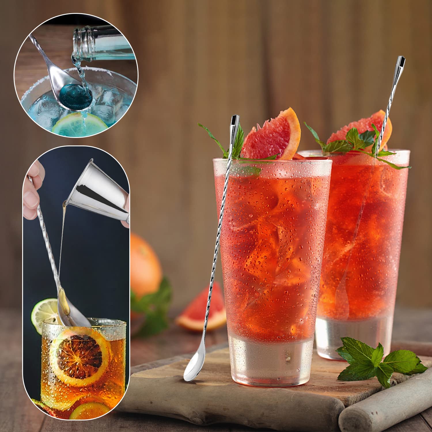 2 Cucchiai Da Cocktail In Acciaio Inox | Per Mescolare Bevande | Design A Spirale - Foto 7