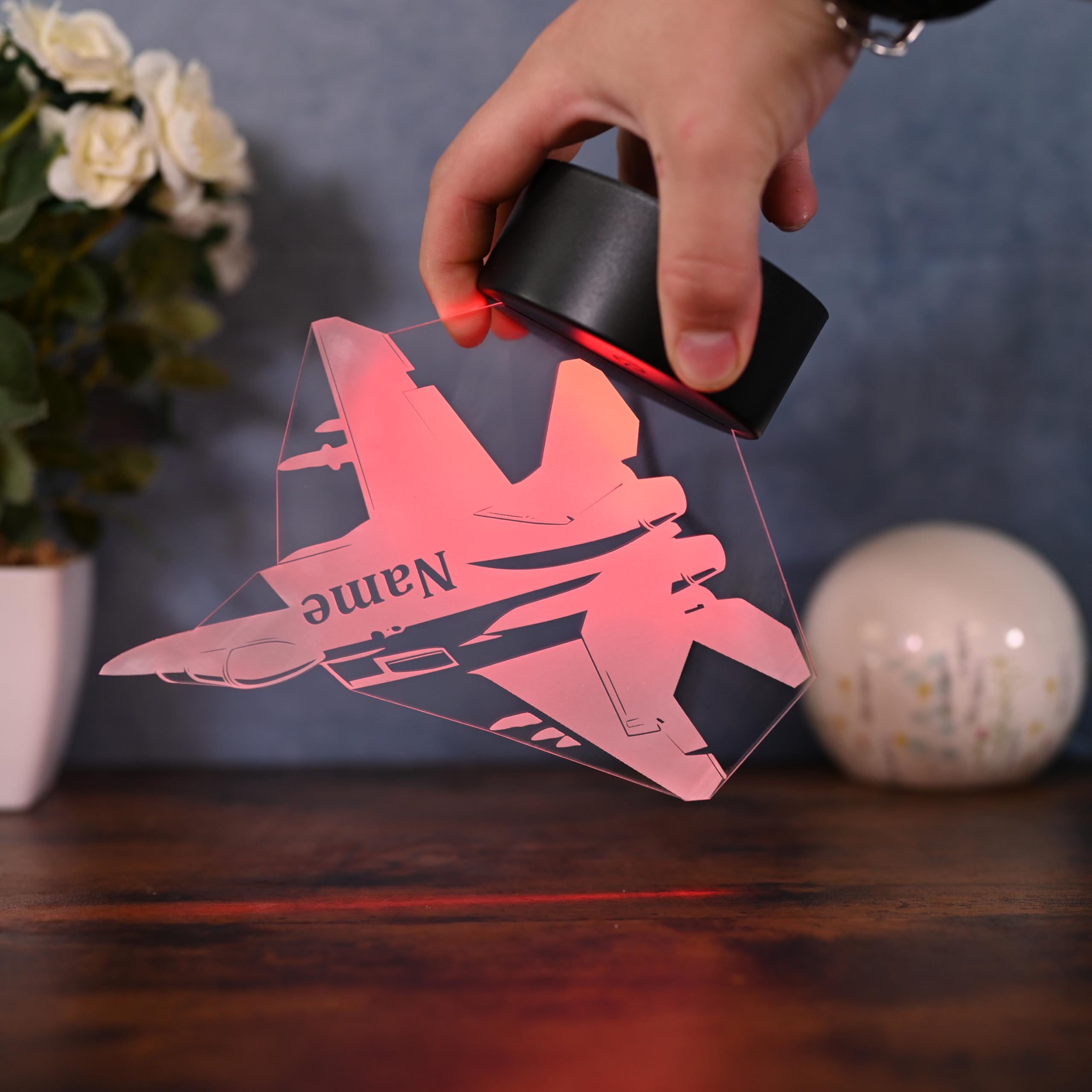 Personalisierte LED-Kampfjet Lampe – Geschenk für Kampfjet Piloten, Jagdflugzeug Piloten und allgemein Jet Liebhaber