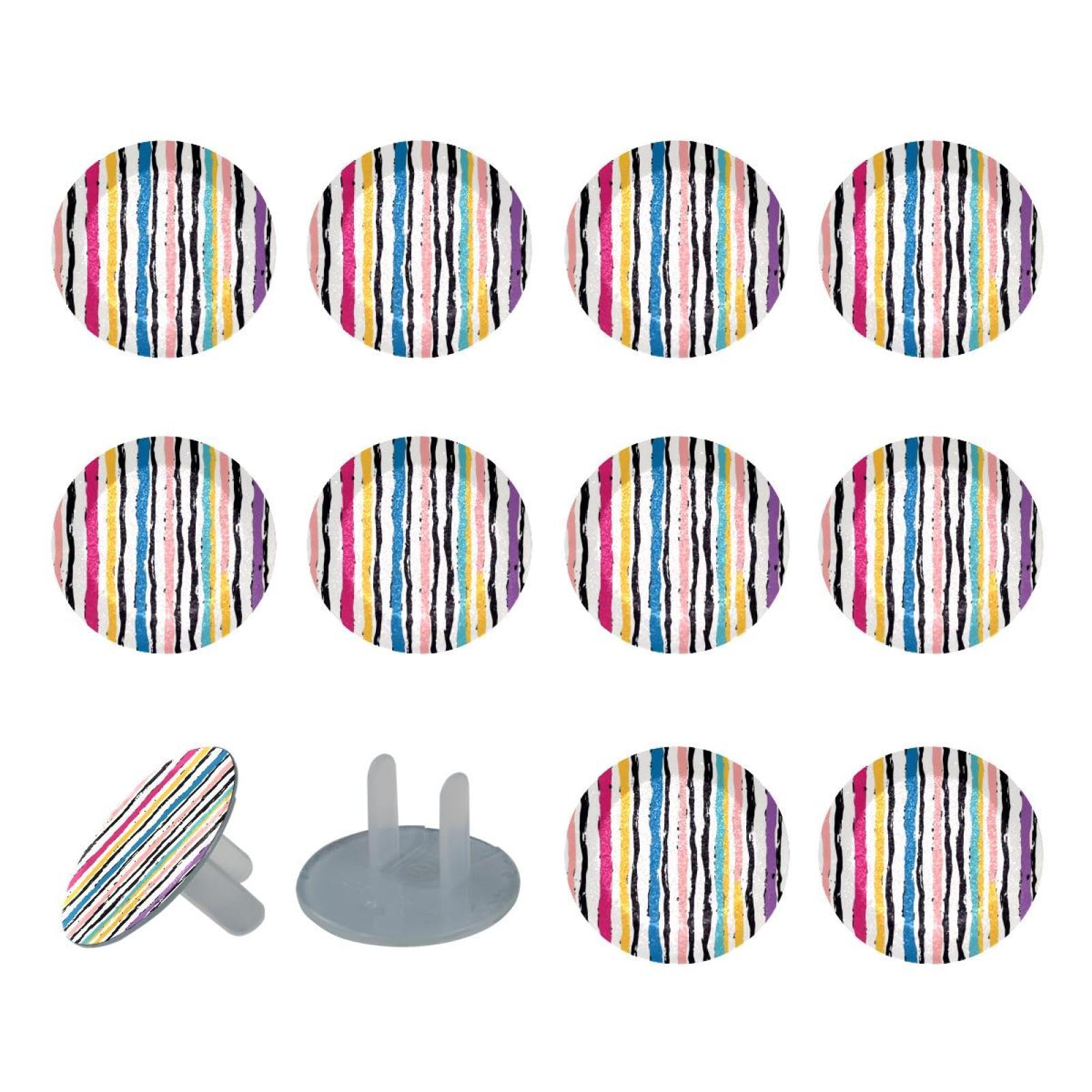 12 Pieces Zebra Pattern Child Proof Outlet Covers, Electrical Safety Socket Protection Caps for 2-Prong Power Wall Plates