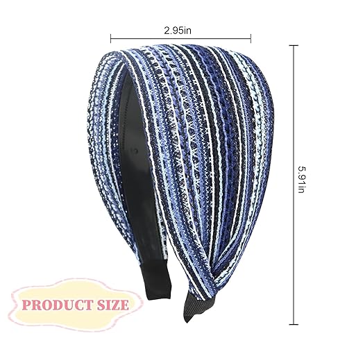 Miniatura 2 de Diademas bohemias para mujer, diademas anchas antideslizantes grandes para cabello de mujer, diademas gruesas con dientes, diademas de moda para el