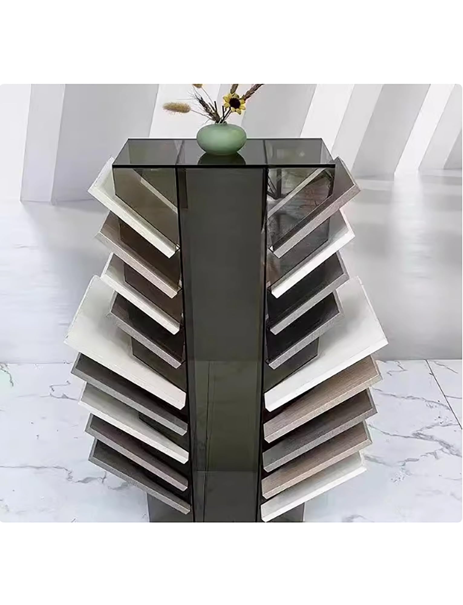 NIUSABOU Floor Tile Display Stand, Acrylic Ceramic Tile Sample Display Stand Oblique Insertion Vertical Floor Multicolor(Grey)