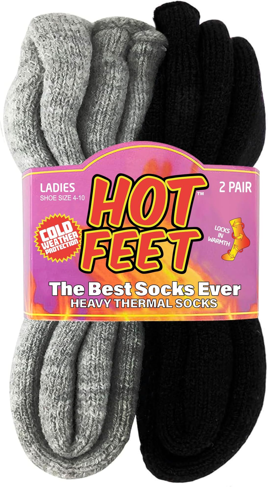 HOT FEETThermal Socks For Women for Cold Weather – Thick Warm Winter Hiking Heat Insulated Socks, Women’s sizes 4–10.5