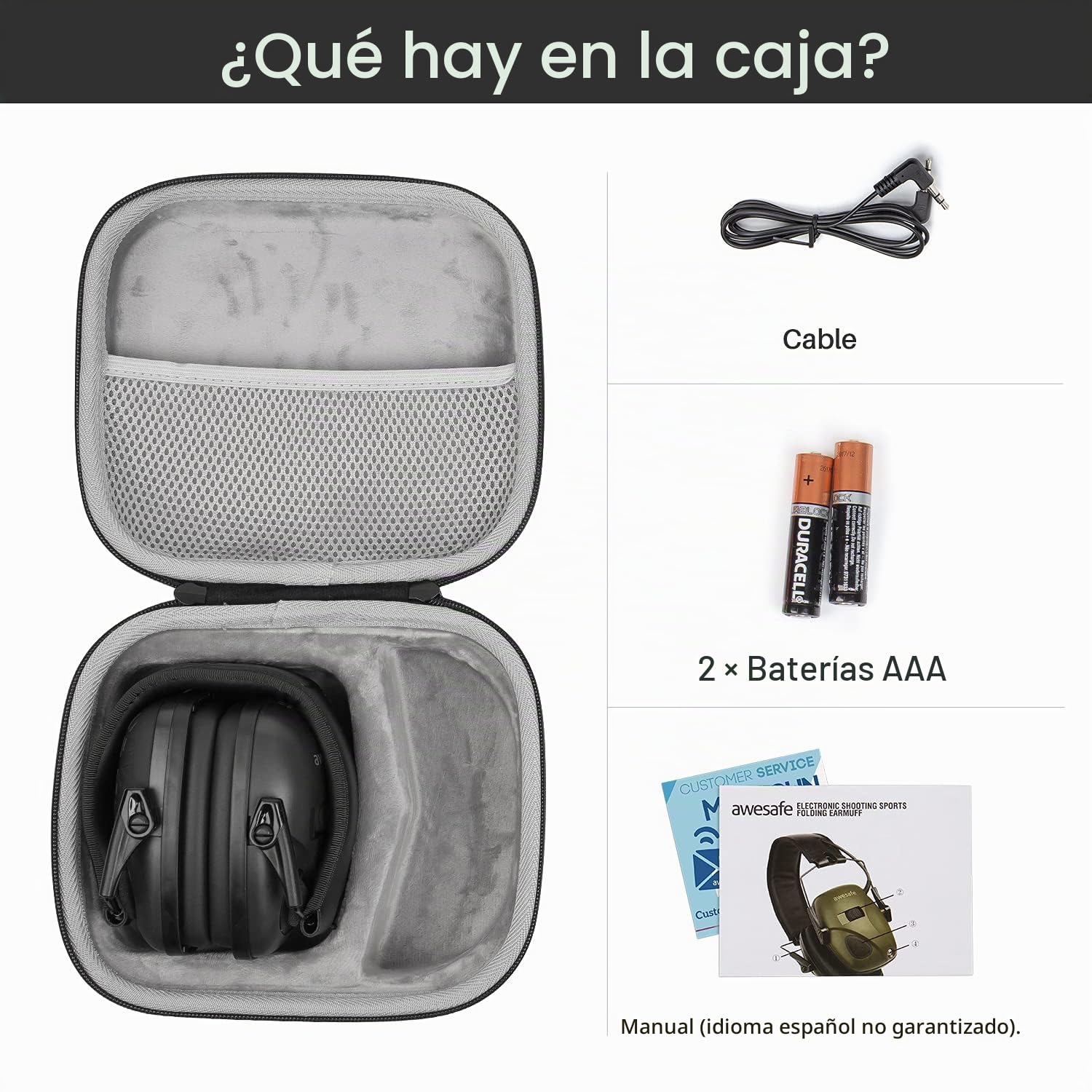 awesafe Protectores Auditivo Electrónicas - Cascos Antiruido con Caja de Almacenamiento - Cascos Insonorizados Profesional para Campos de Tiro, Caza y Jardinería