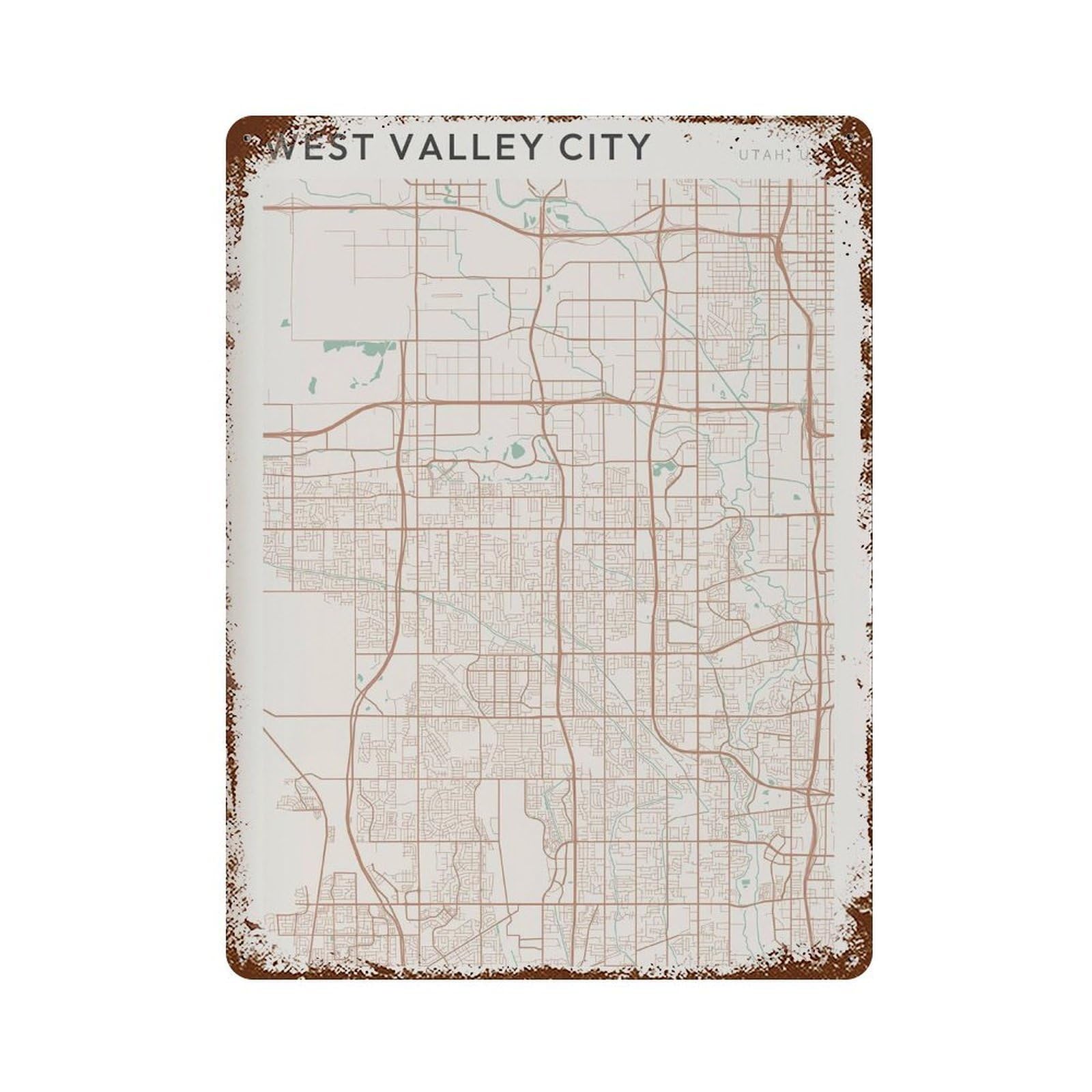 xiaoxiaoshen West Valley City Map Utah Travel Gift Farmhouse Decor Wall Decor Art Metal Tin Poster Modern Home Decor Art Home Bar Shop Decorations Vintage Sign 40x30cm