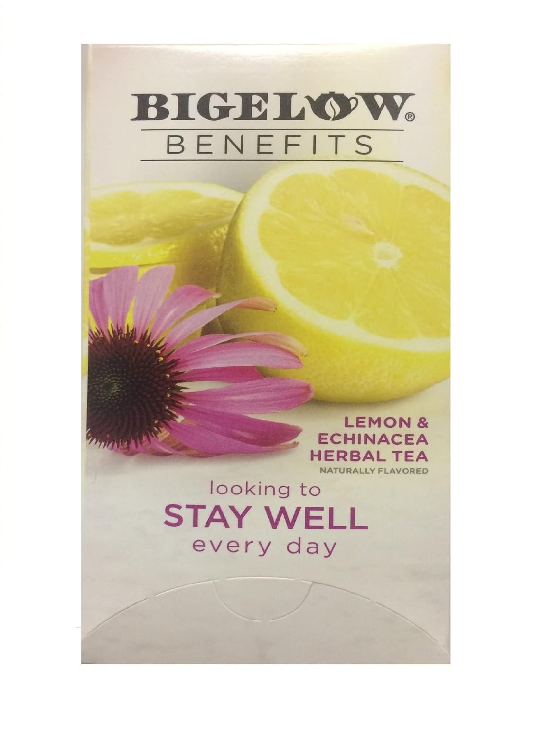 Bigelow Benefits ,Lemon ,Echinacea herbal tea, 18 tea bags, Pack of 1 Grocery