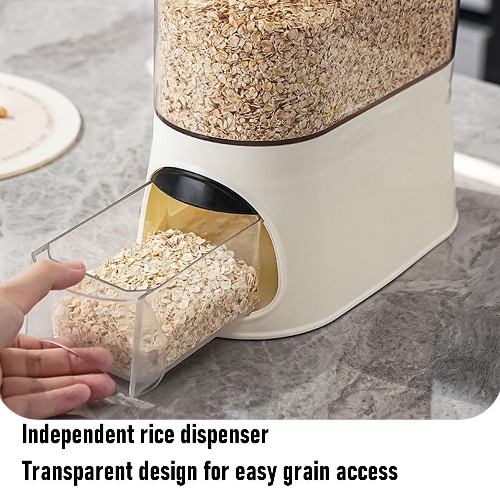 TOPINCN Dispenser Di Riso, Contenitore Per La Conservazione Del Riso Da 3 Litri Dispenser Di Cereali Sigillato Secchio Per Cereali Con Misurino Per Farina Di, Farina Di, (Color crema)