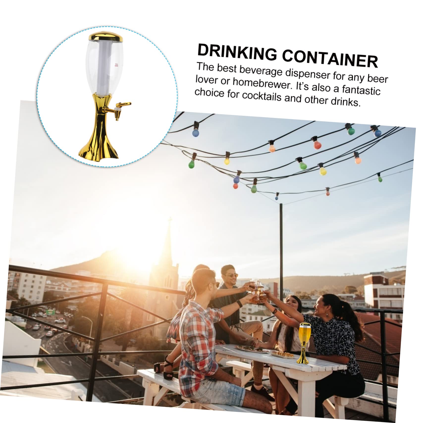 Ciieeo Pratico Distributore Di Birra A Torre Con Capacità Di 1 5 L Torre Self-service Con Base Robusta Per Feste A Casa