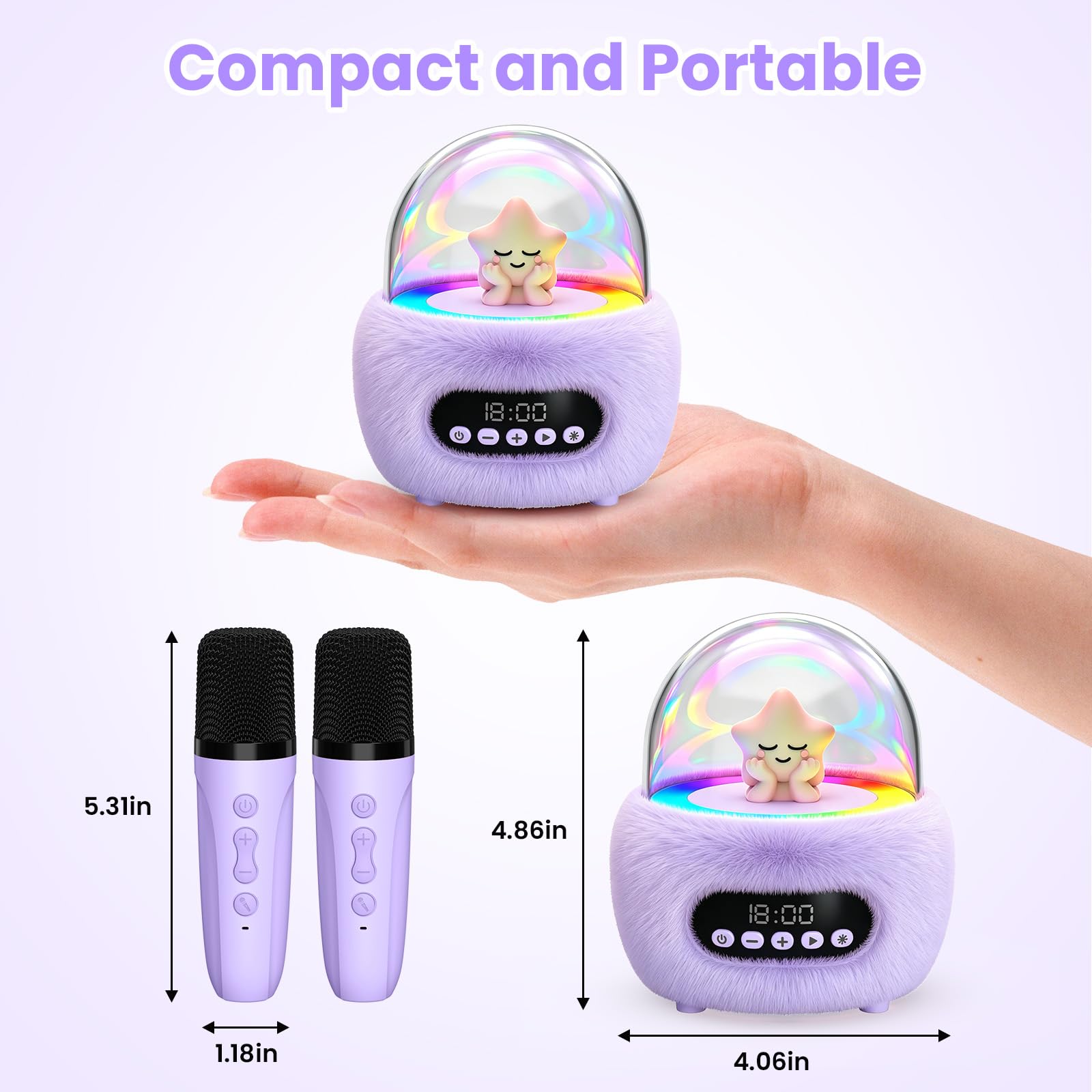 Mini macchina per karaoke per bambini: potente altoparlante portatile con suono stereo, regalo di Natale e bambini per ragazze dai 3 ai 4 ai 5 anni 6, 7, 8, 9, 10 anni in su, regalo di compleanno per