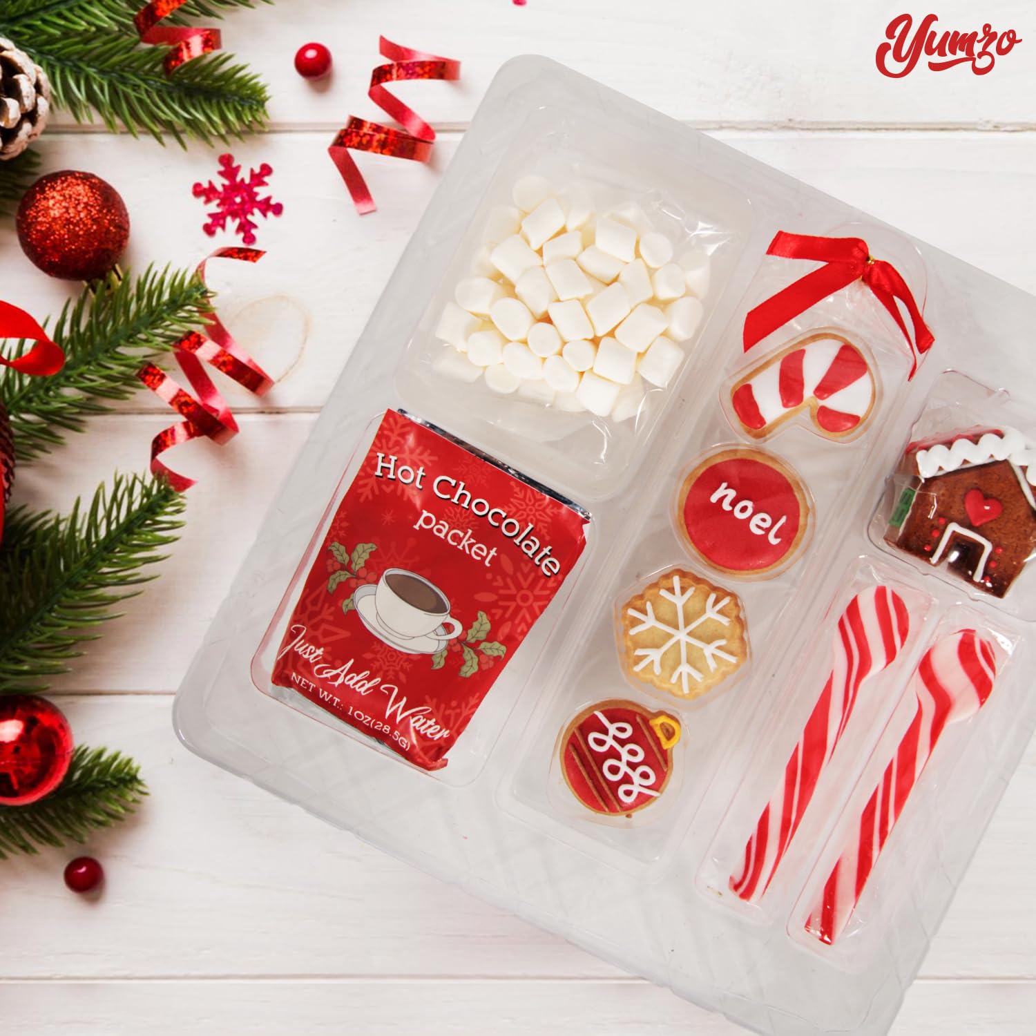 Hot Chocolate Kit, Premium Holiday Hot Cocoa Gift Sets With Hot Chocolate Packet, Edible Gingerbread House, Dunker Cookies, and Peppermint Candy Cane Spoons Gift