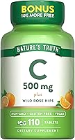 Vista 1 de Nature's Truth Vitamina C con escaramujos 500 mg 110 tabletas Suplemento vegano, sin OMG y sin gluten