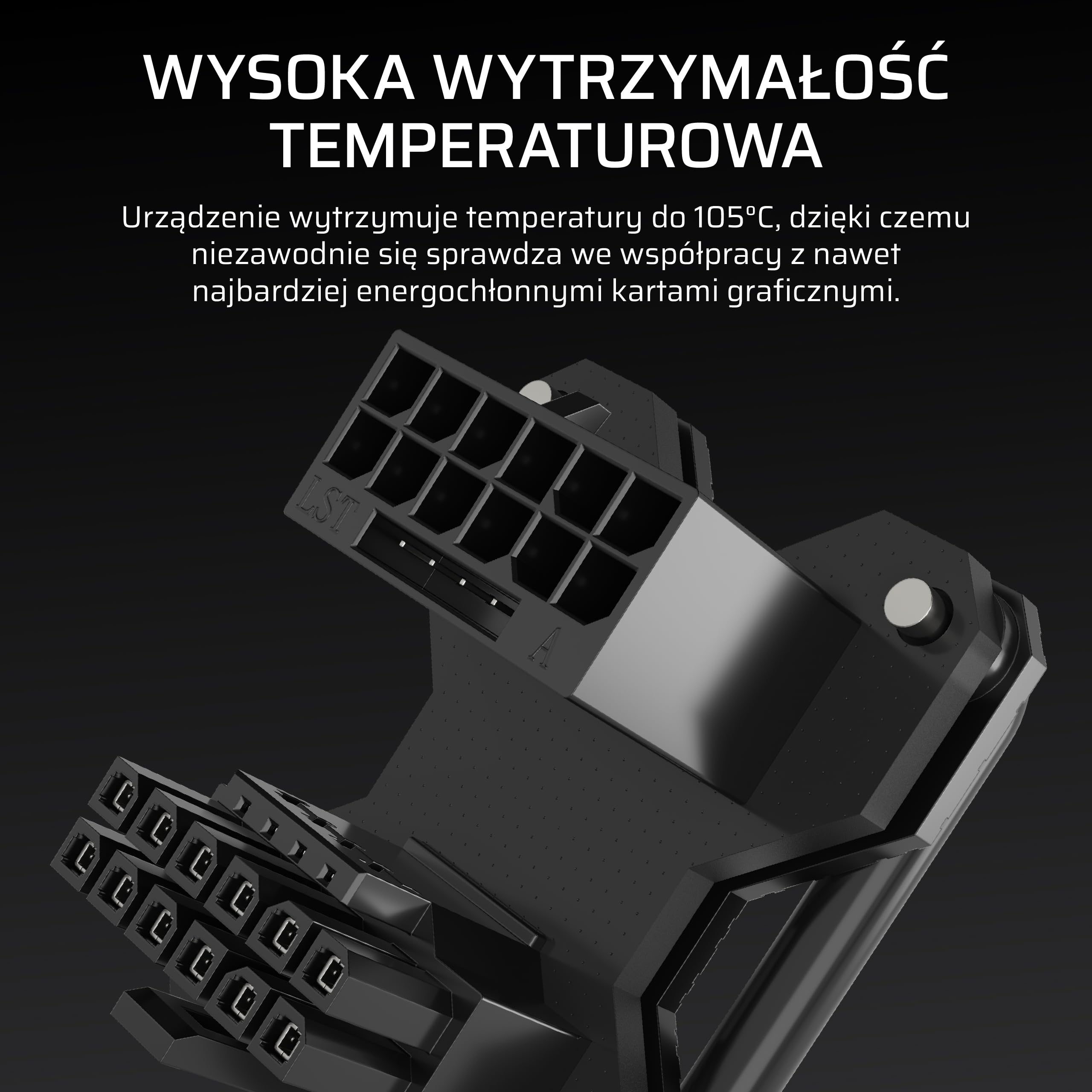 CORSAIR PCIe 5.x 180° 12V–2x6 GPU Mostek Zasilania – Do Kart Graficznych NVIDIA® GeForce RTX™ z Serii 40 i 50 – Zoptymalizowane Zarządzanie Kablami – Styl A – Czarny