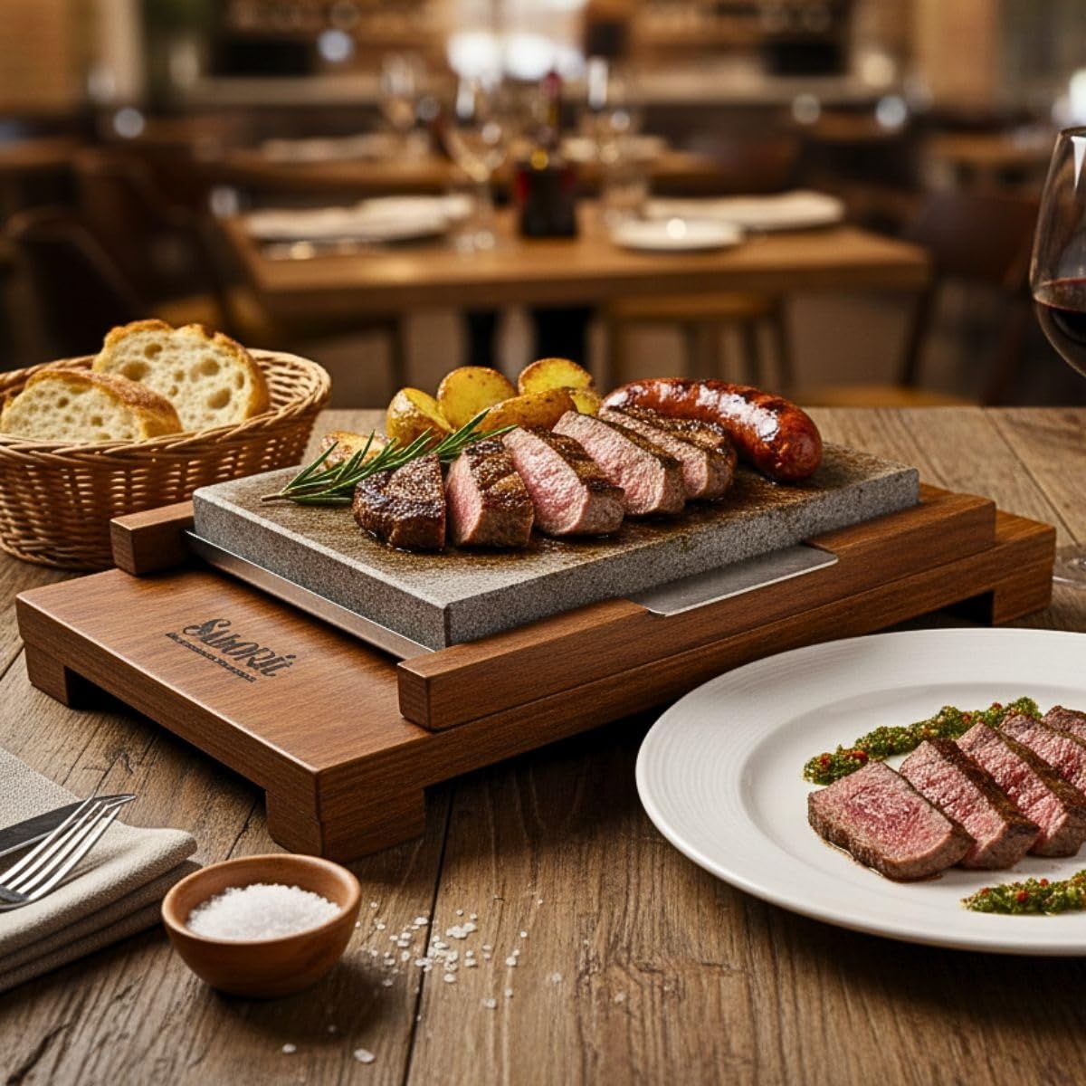 Pierre à viande personnalisée de 20 x 20 cm promo de 4 unités plus élévateur