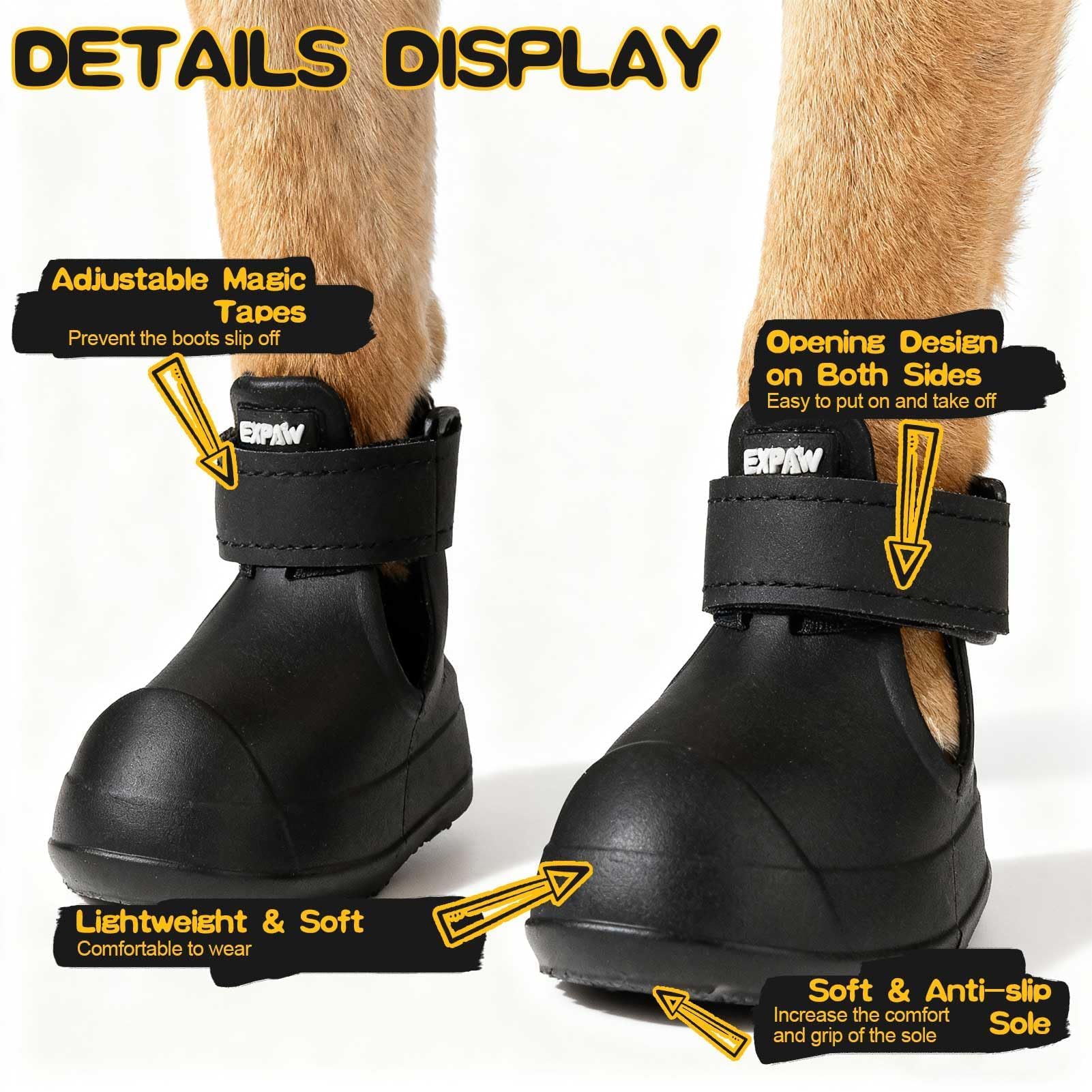 EXPAWLORER Chaussures pour chiens de petite, moyenne et grande taille, imperméables et antidérapantes pour l'hiver avec chaussettes, faciles à mettre et à enlever, bottes et protections de pattes pour