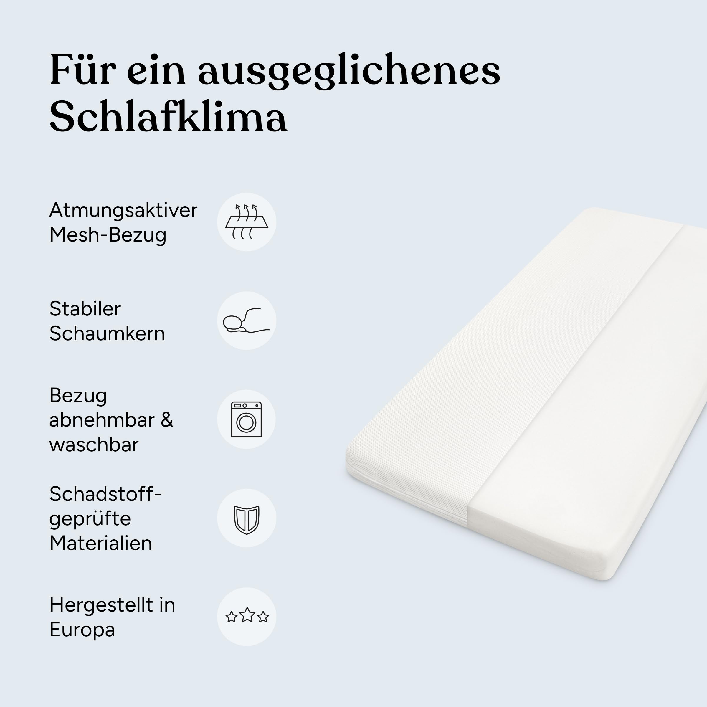 Ehrenkind® Kindermatratze PUR MESH | Baby Matratze 90x200 Standard 100 by Oeko-TEX | Babymatratze 90x200 aus hochwertigem Schaum und Hygienebezug