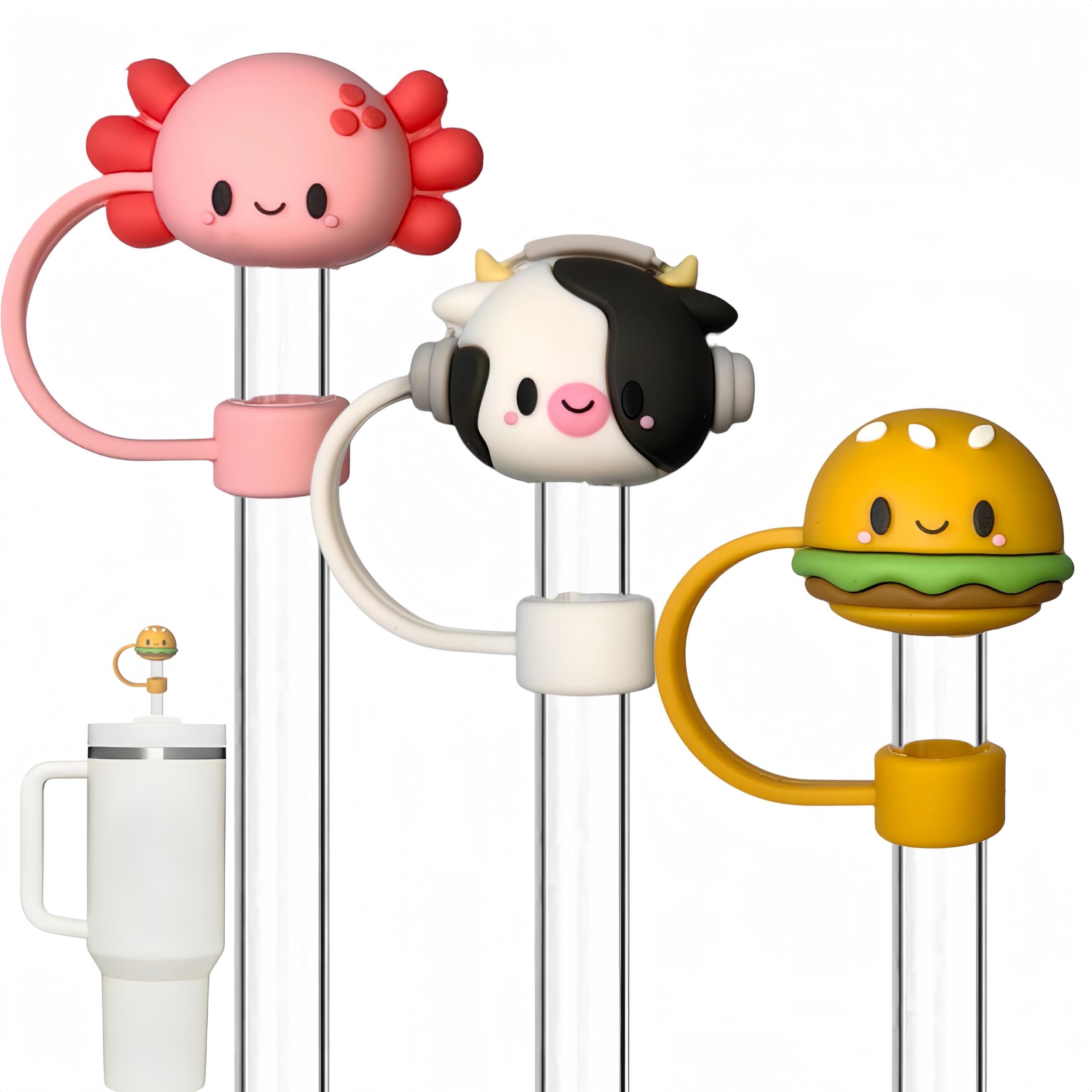 MAKABEE 3PCS Straw Covers for Stanley Cup, 10mm Straw Topper, Cute Straw Cover Cap, Hamburg Silicone Straw Tips, Crab Straw Toppers, Cow Stanley Straw Caps for Stanley Cup Accessories Tumblers (B0DB5LK3WJ) Amazon Price History, Amazon Price Tracker