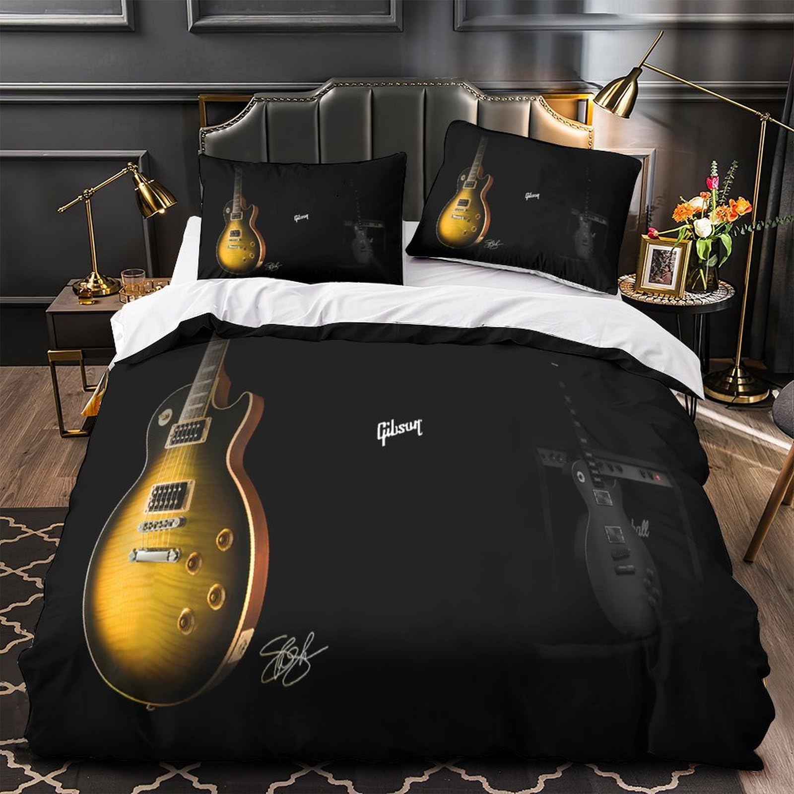 Housse de couette guitare électrique 3D avec finitions hypoallergéniques