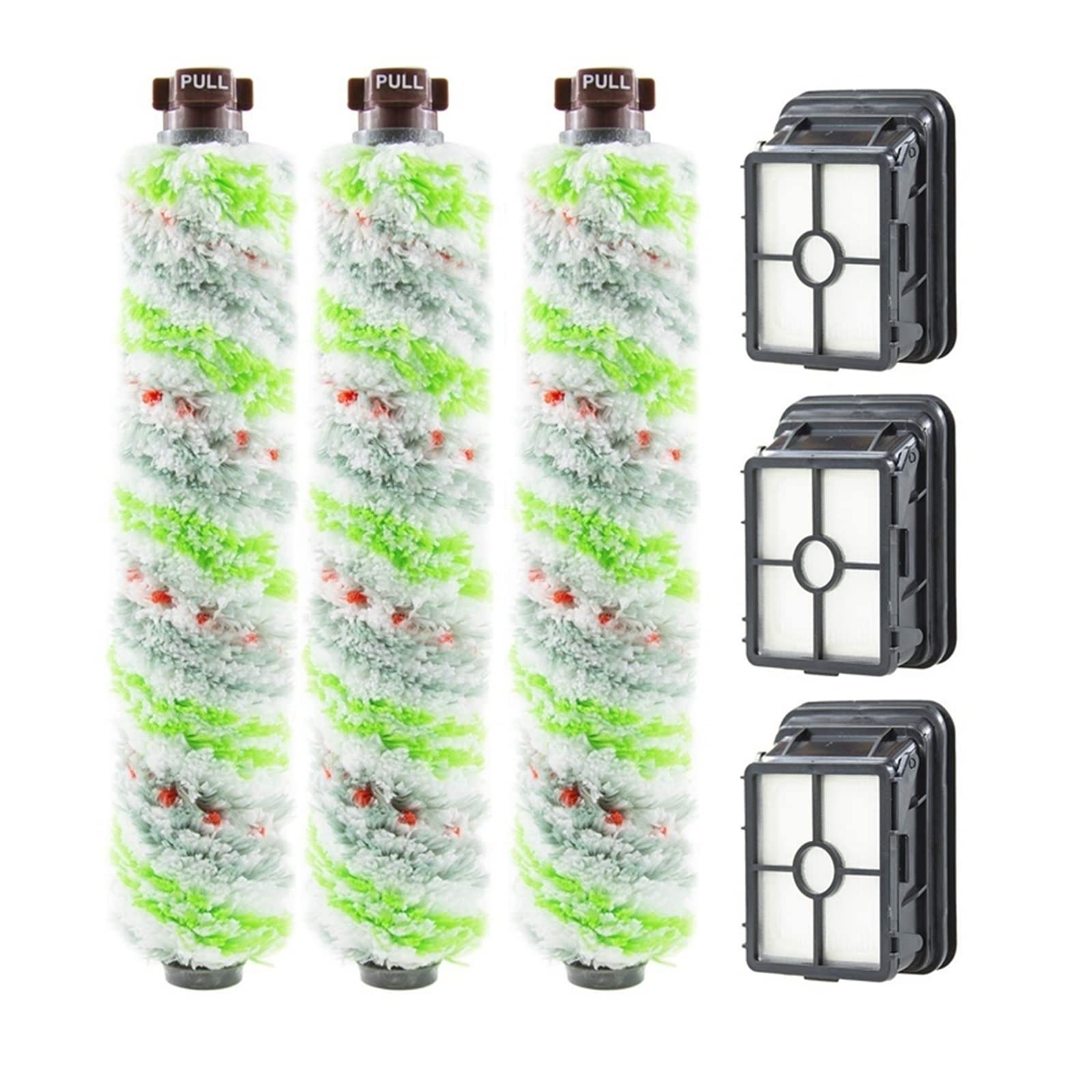 3 Pack Multi Surface Pet Brush Roll 2306 and 3 Pack 1866 Vacuum Filter .Compatible for Bissell. Crosswave 1785 2306 2551