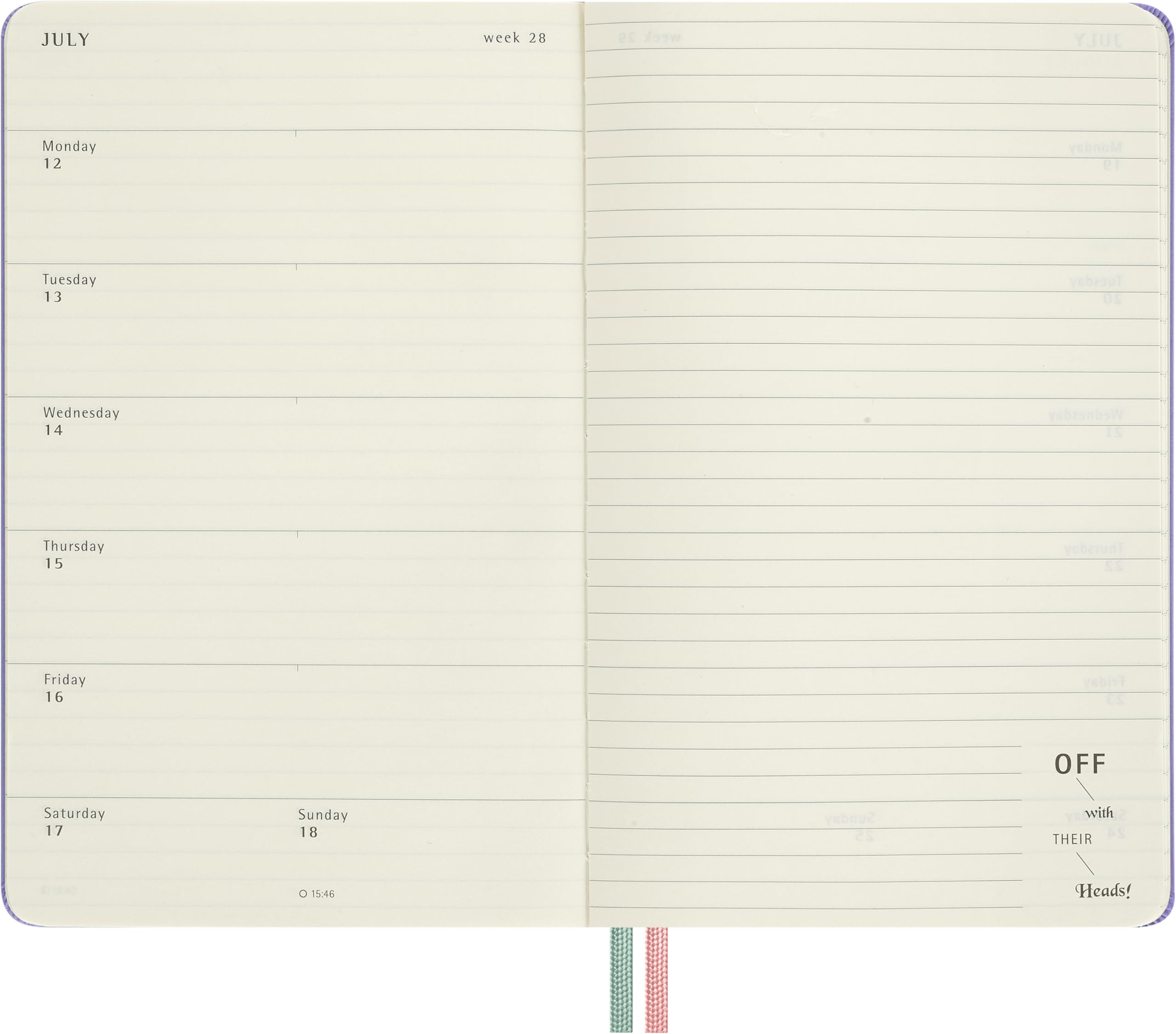 Moleskine Wochenkalender 18 Monate, 2026–2027 Alice im Wunderland, liniert, Hardcover mit Gummiband, Motiv Verrückter Hutmacher, Large 13 × 21 cm
