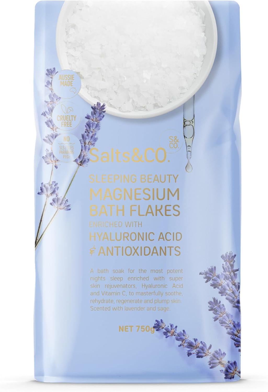 Salts & Co Magnesium Bath Flakes Sleeping Beauty, 750g