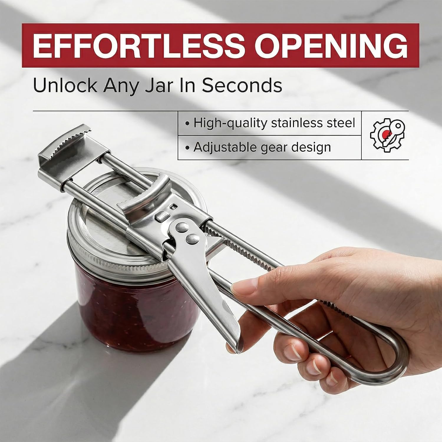 Can Opener, 2 Pieces Adjustable Stainless Steel Can Opener for Jars with Screw Lid, Multifunctional Can Opener for Elderly, Manual and Practical for Kitchen image 3