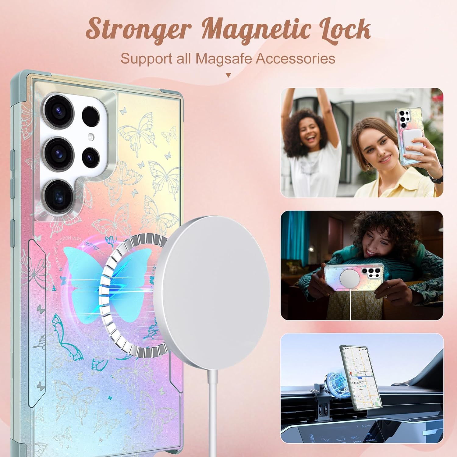 for Galaxy S25 Ultra Case Compatible with MagSafe, Butterfly image 3
