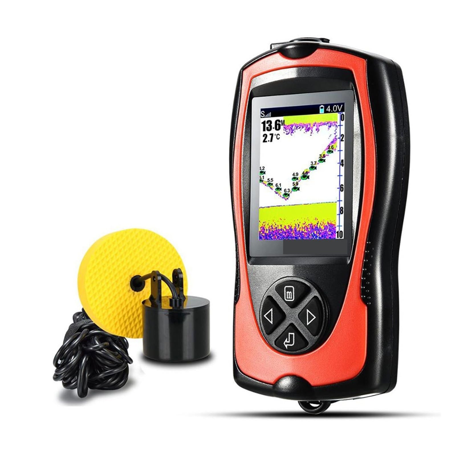 Ecoscandaglio, Ecoscandaglio ricaricabile Sensore sonar cablato/wireless Display a colori for la pesca Profondità massima dell'acqua 45 M(FF1108-1CT)