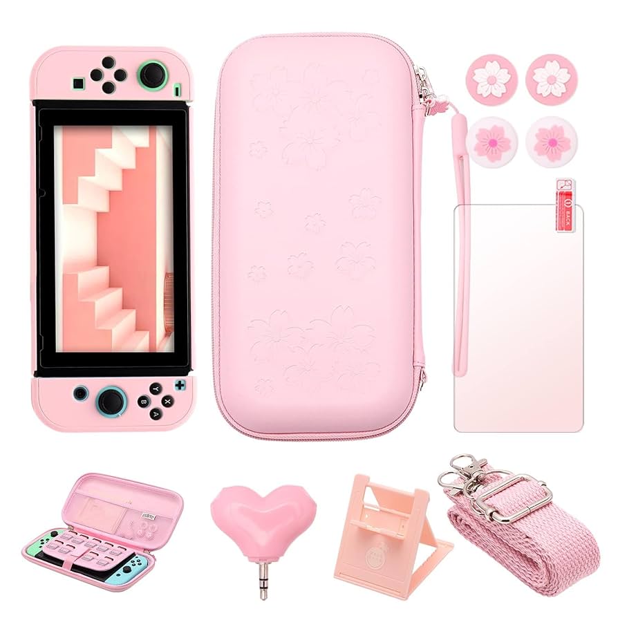 Switch Pink Accessories, Switch Pink Carrying Case, Switch