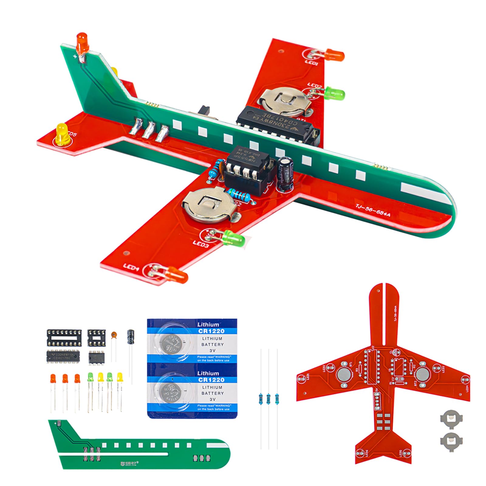 EIELE Electronic Soldering Exercise Set, Luminous Aeroplane, Funny and Interesting, Electronic Learning Set for Soldering Beginners (Soldering Required)