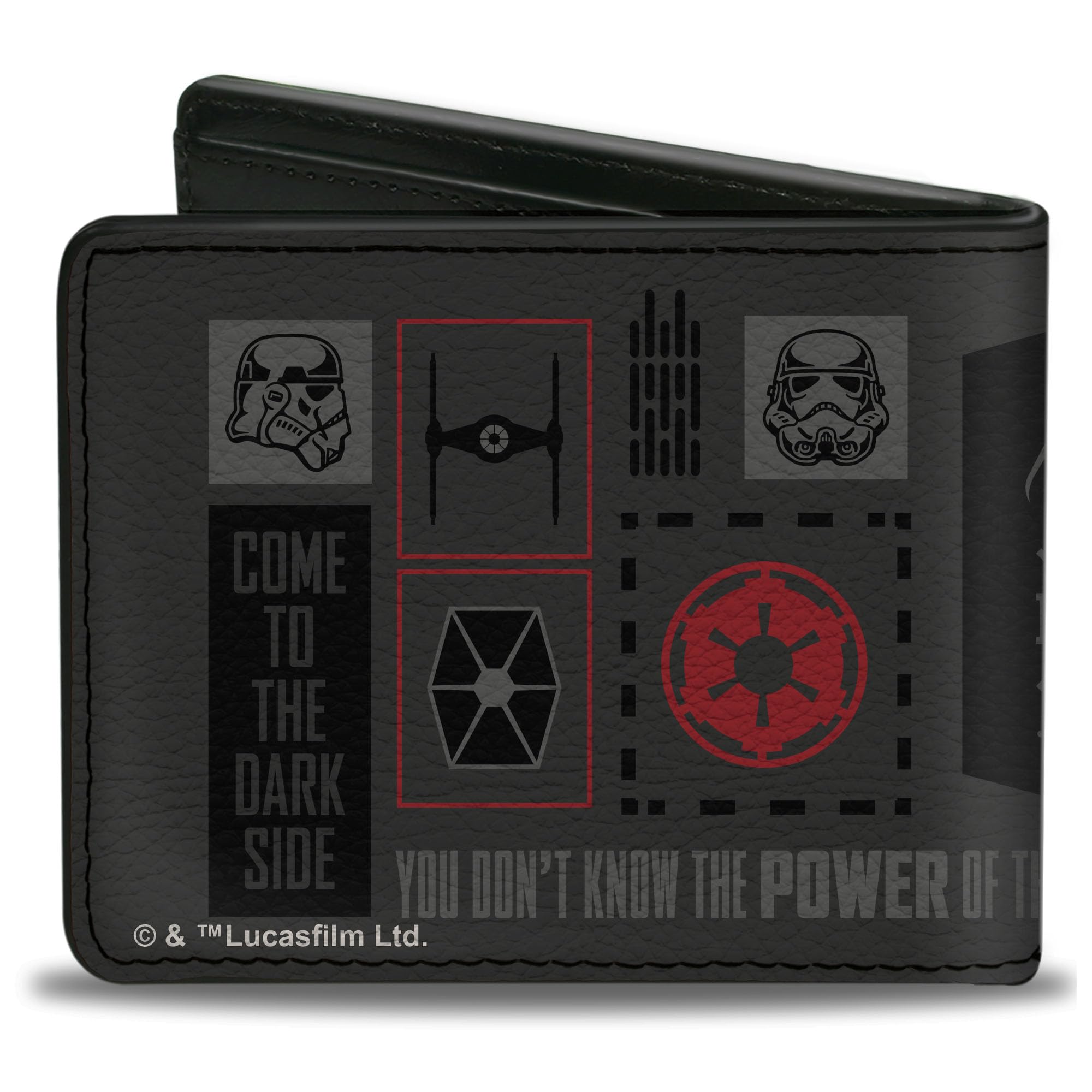 Star Wars Wallet, Bifold, Star Wars Darth Vader Icons and Quotes Charcoal Black Reds, Vegan Leather