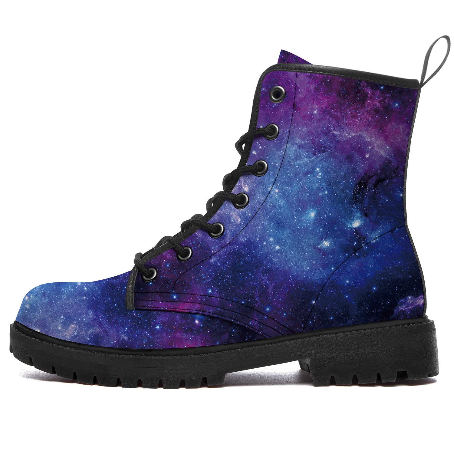 Galaxy Boots Womens Mens Combat Boots Fashion Casual Ankle Boots Waterproof Leather Booties Shoes Gifts for Women Men