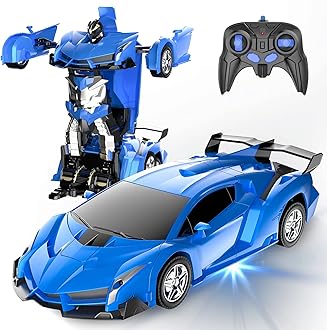Desuccus RC Car, Transforming Robot Toy, 2.4Ghz 1:18 Scale, One-Button Transform, 360Drifting, Boys and Girls Gift (Blue)
