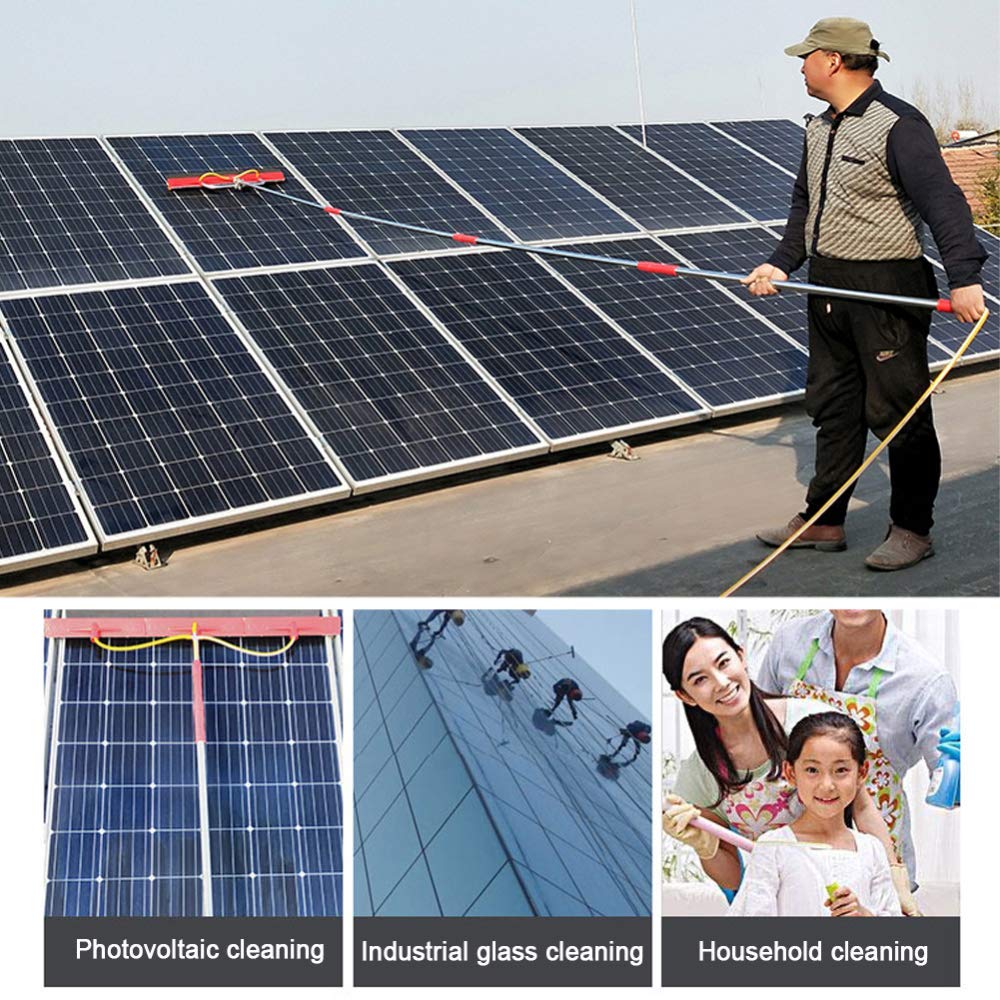 Limpieza de Paneles fotovoltaicos y solares, Equipo de Lavado de 4,7 m/5,9 m, pértiga Extensible para Limpieza de Ventanas y Paredes de Camiones/pértiga de 9 m/Cabezal de