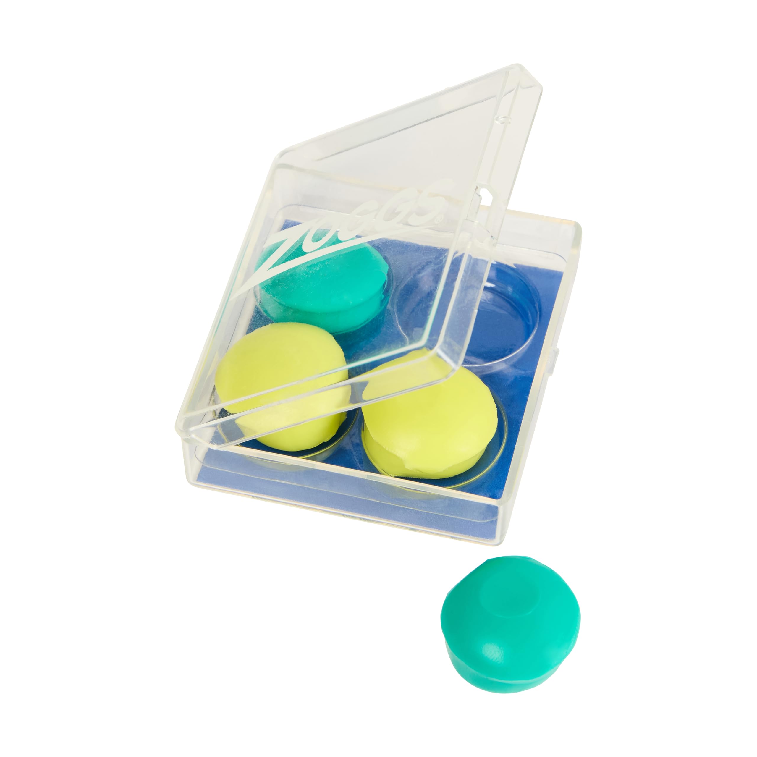 Zoggs Silicone Reusable Ear Plugs for Swimming and Watersports, Turquoise/Yellow, Pack of 1