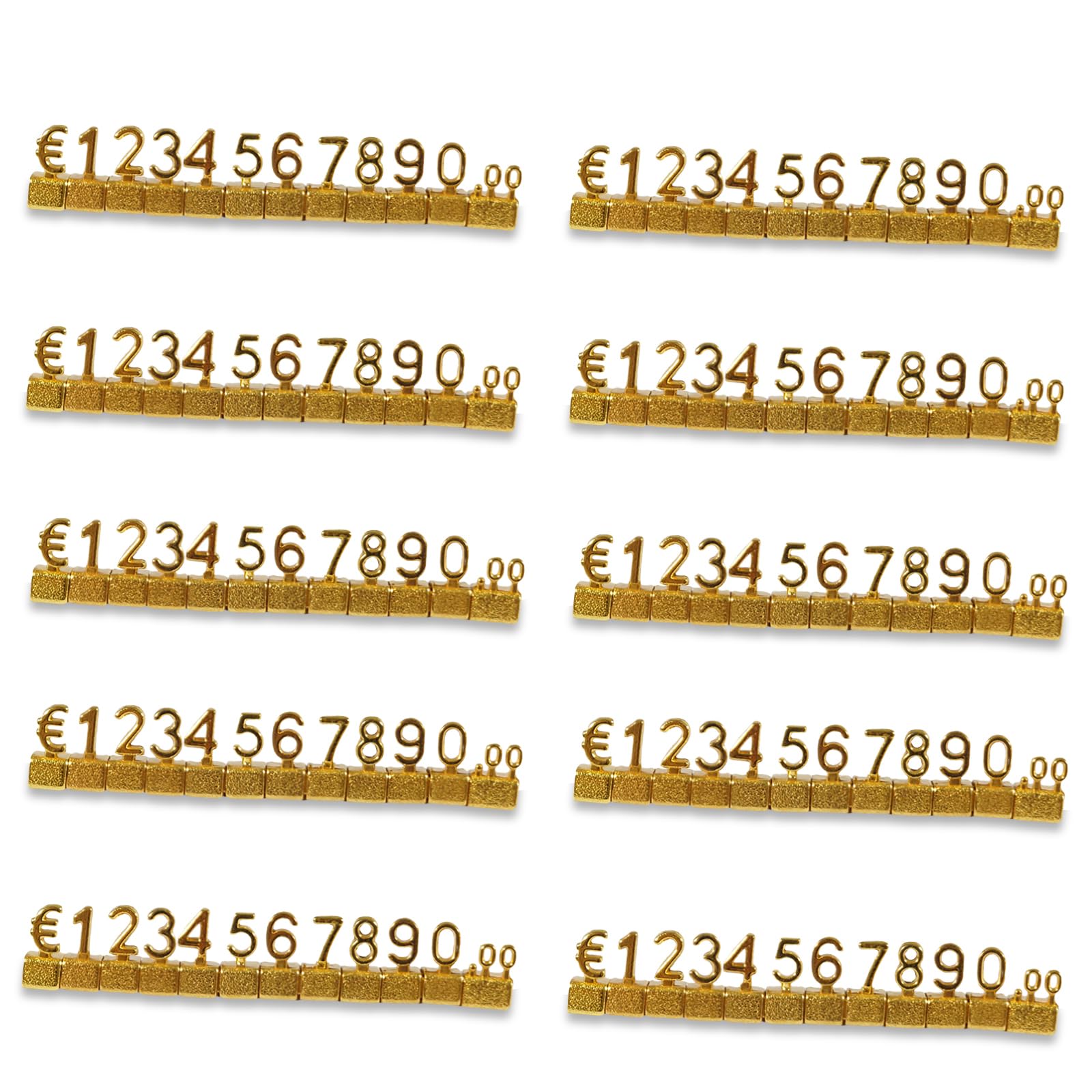 Unifizz 20Pcs Digital Price Tag 3D Metal Shelving Adjustable EUR € Price Cube Kit for Shop Display Jewelry Watch Shop Office Display Pricemarker Labels Gold
