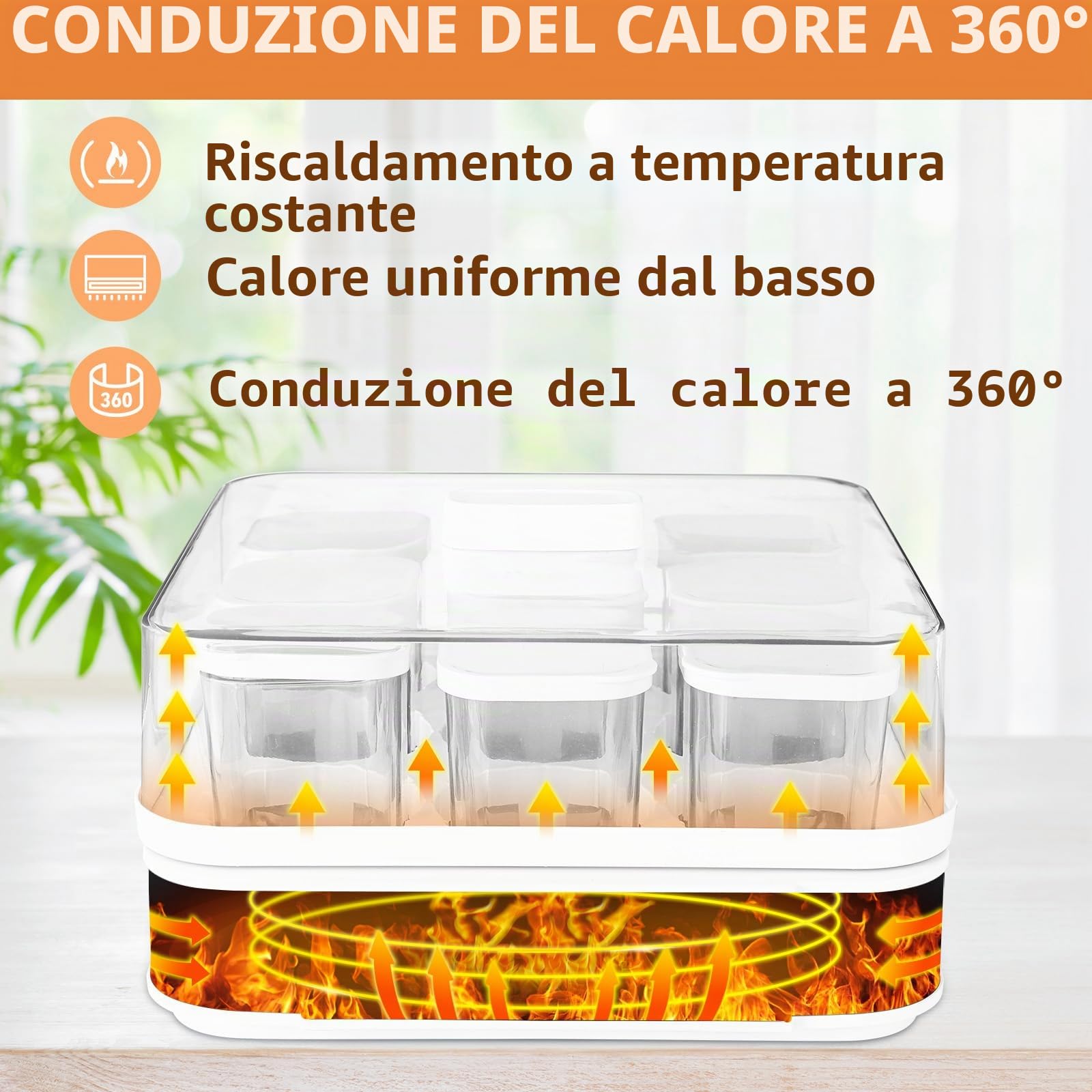 Yogurtiera Elettrica, Macchina per Yogurt in Argento Premium, Yogurtiera con 9 Vasetti da 170 ml, Yogurt Senza Zucchero Fatto in Casa, con Timer Digitale, Arresto Automatico, Display LCD, 40 W