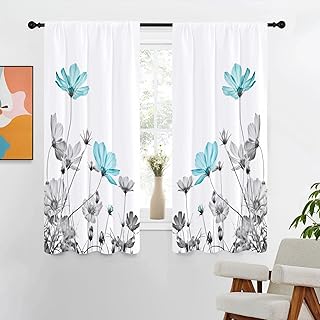 Teal Floral Curtains 42