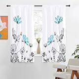 Kikiry Teal Floral Curtains 42