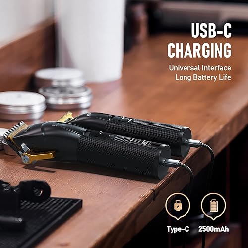 Miniatura 5 de SUPRENT PRO Professional Hair Clippers for Men- USB-C Rechargeable Barber Hair Trimmer & T-Blade Trimmer Combo with 5V-Boost Technology- Cordless