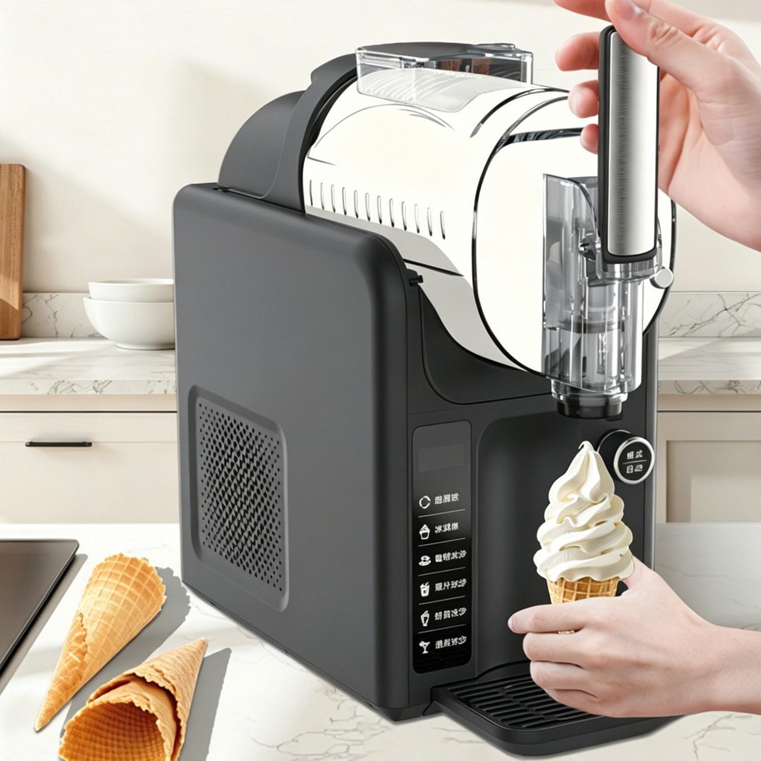 2L Icy Slush Machine, Self-Cleaning Icy Beverage Maker Black-110V-120V