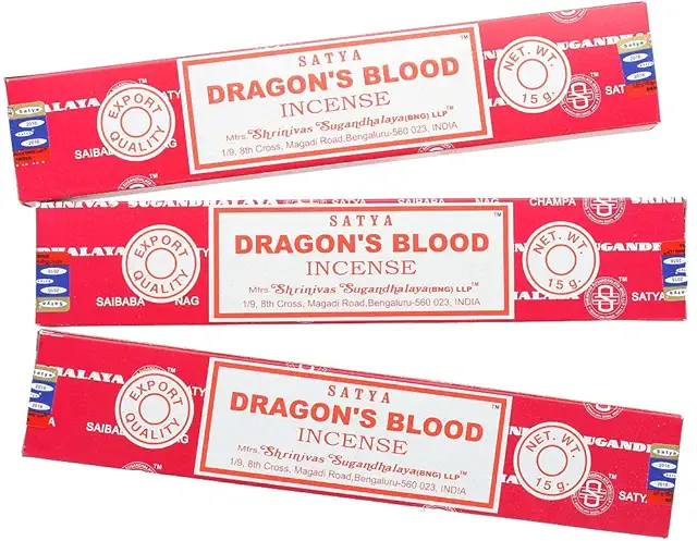 Lot de 3 paquets d'encens en bâtonnet Satya Nag Champa Sang de dragon Rouge