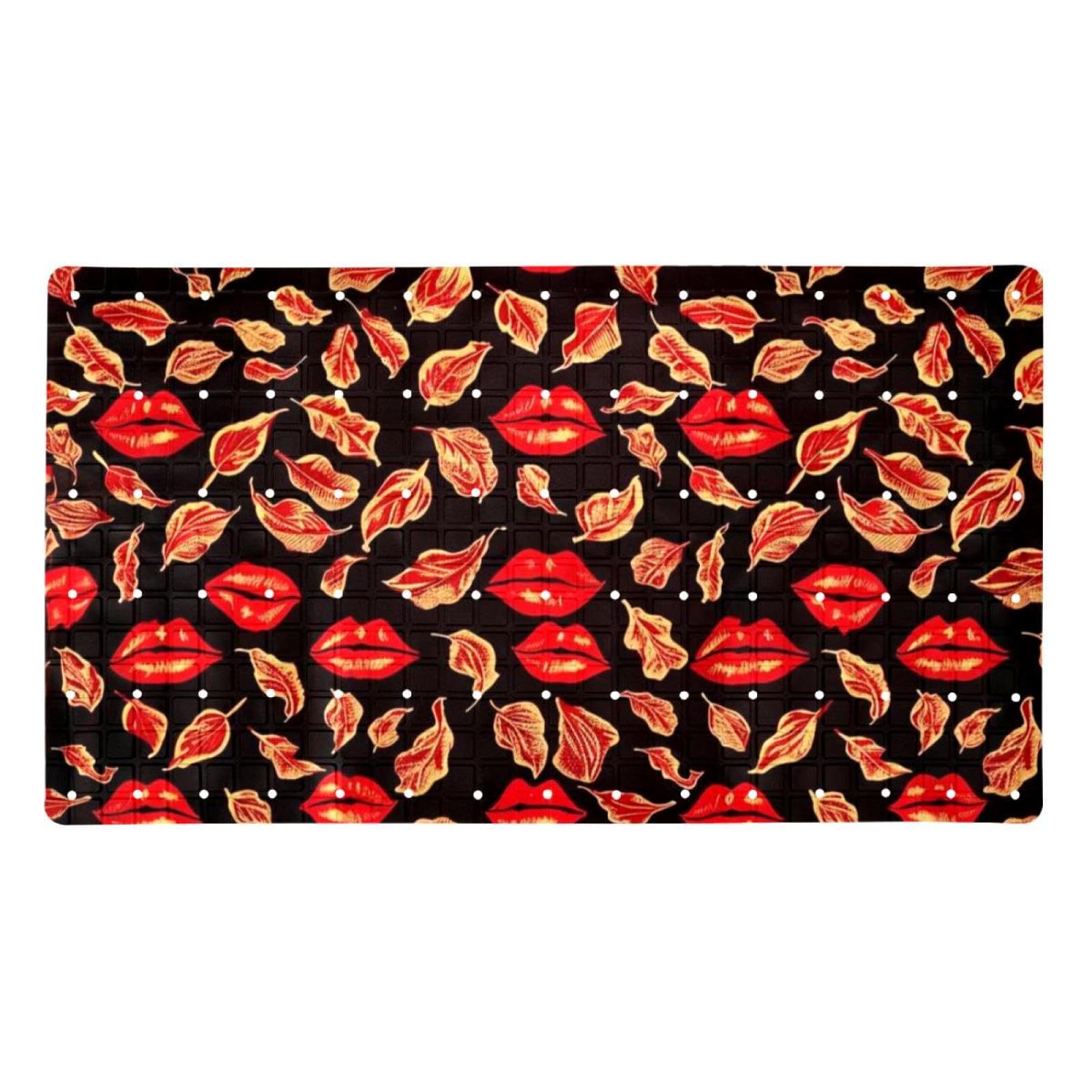 Tapis de bain antidérapant Art Red Lips en PVC extra long