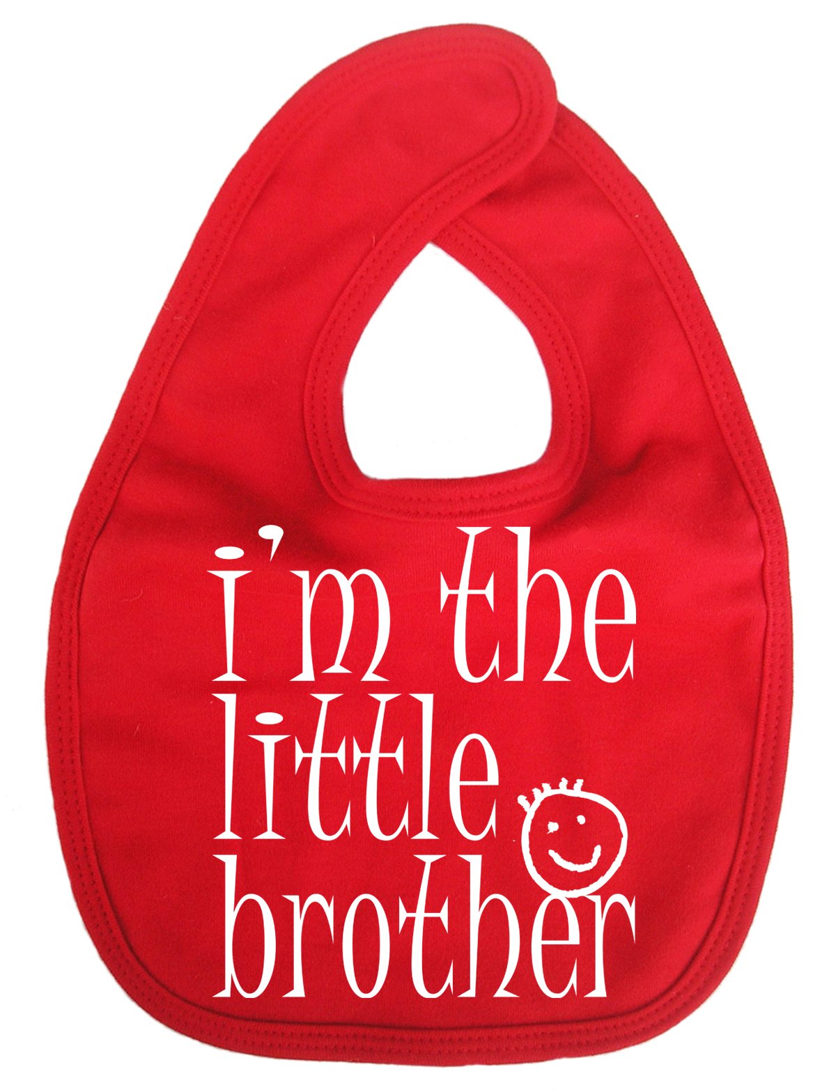 IiE, I'm the Little Brother, Cute Sibling Baby Boy Soft Cotton Feeding Bib, Red