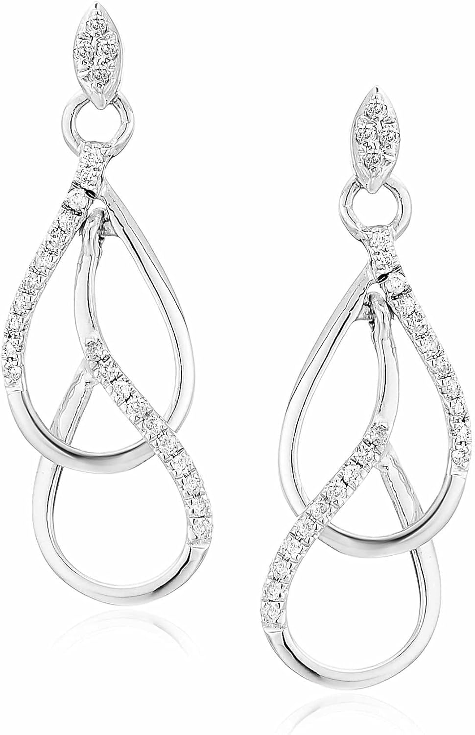 Vir Jewels 1/6 cttw Diamond Drop Earrings in 10K White Gold 1 Inch