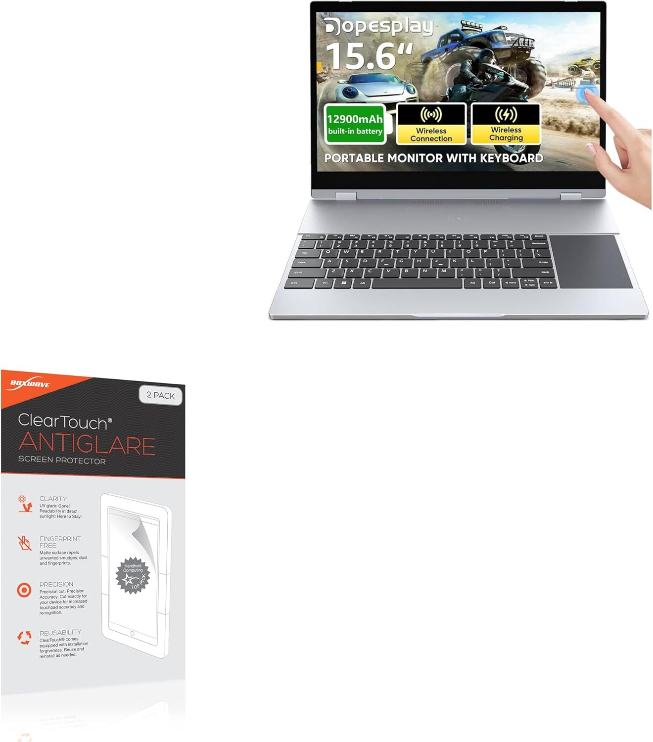BoxWave Screen Protector Compatible with Dopesplay Wireless Portable Monitor Lapdock (15.6 in) - ClearTouch Anti-Glare (2-Pack), Anti-Fingerprint Matte Film Skin