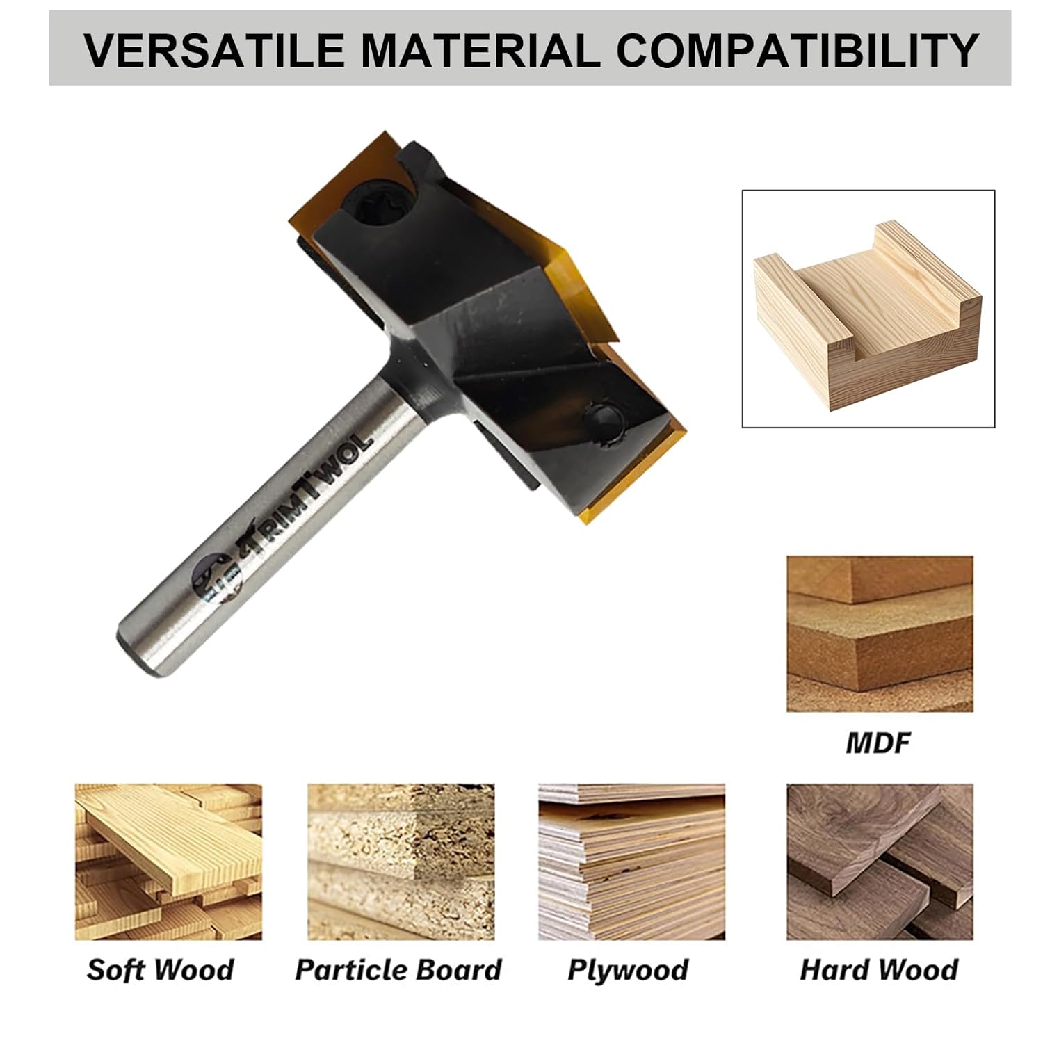 Slab Surfacing Router Bit 1/4 Shank CNC Spoilboard Flattening Router Bit with 1-1/2" Cutting Dia, ATS Coated 2+2 Carbide Insert Wood Planer Router Bits for Slab Surfacing Flattening,Rabbeting,Planing