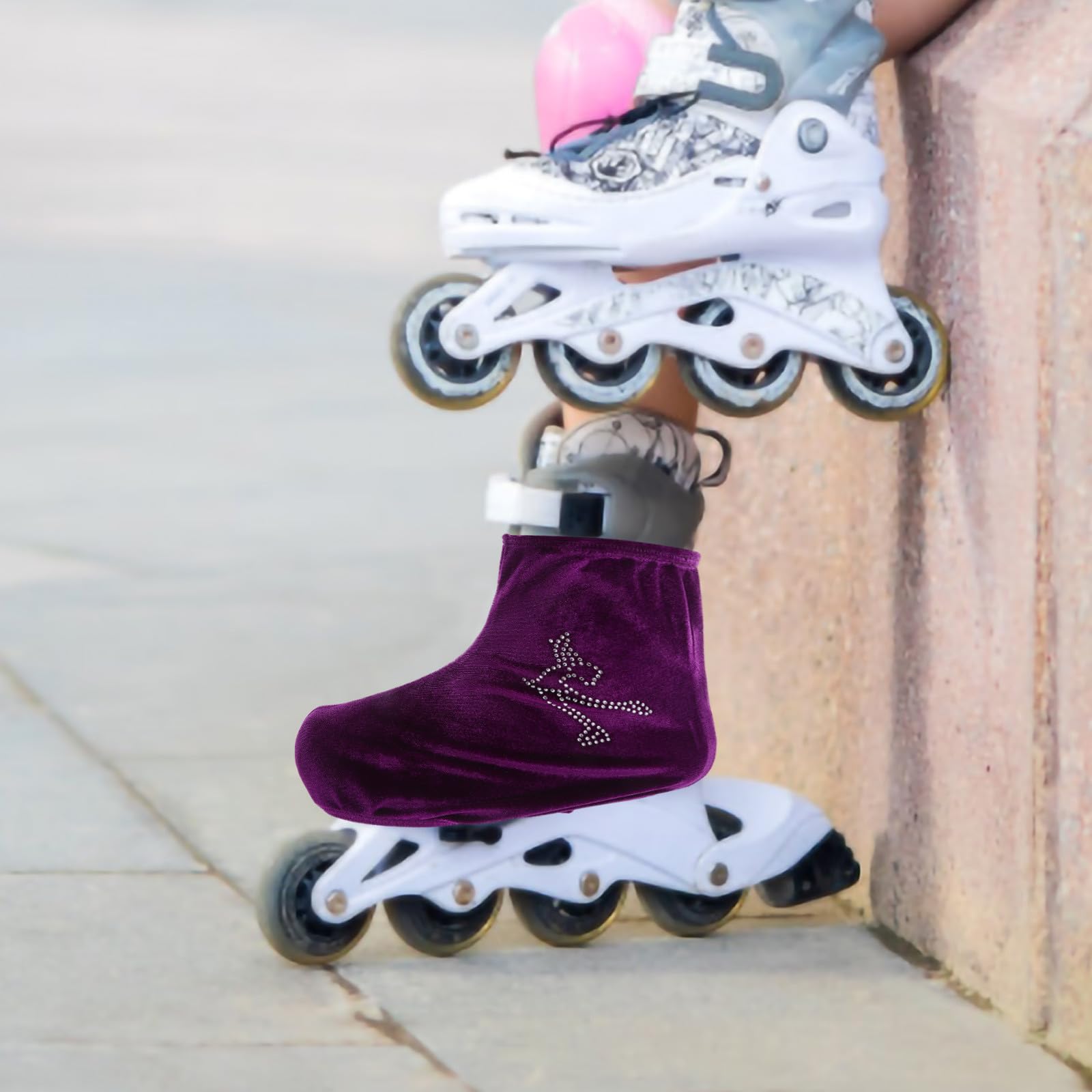 Levemolo Fundas para Patines de Hielo y Patinaje Artístico, 1 Par de Cubrebotas Elásticos de Poliéster, Protección contra Suciedad para Botas de Patinaje, Uso en Pista y Exteriores